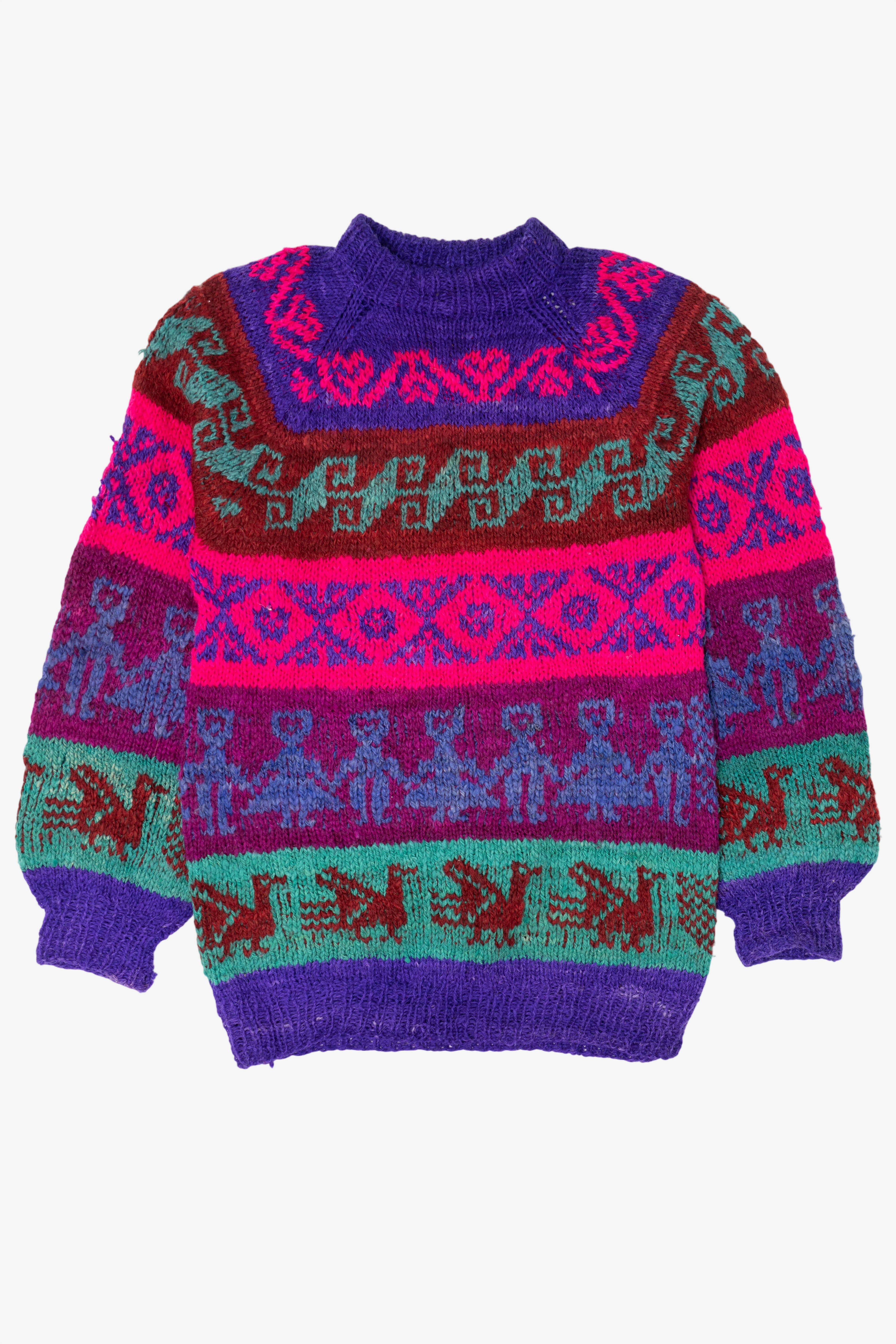 Vintage Distressed Colorful Artesians Incaica Fair Isle Sweater (1980s)