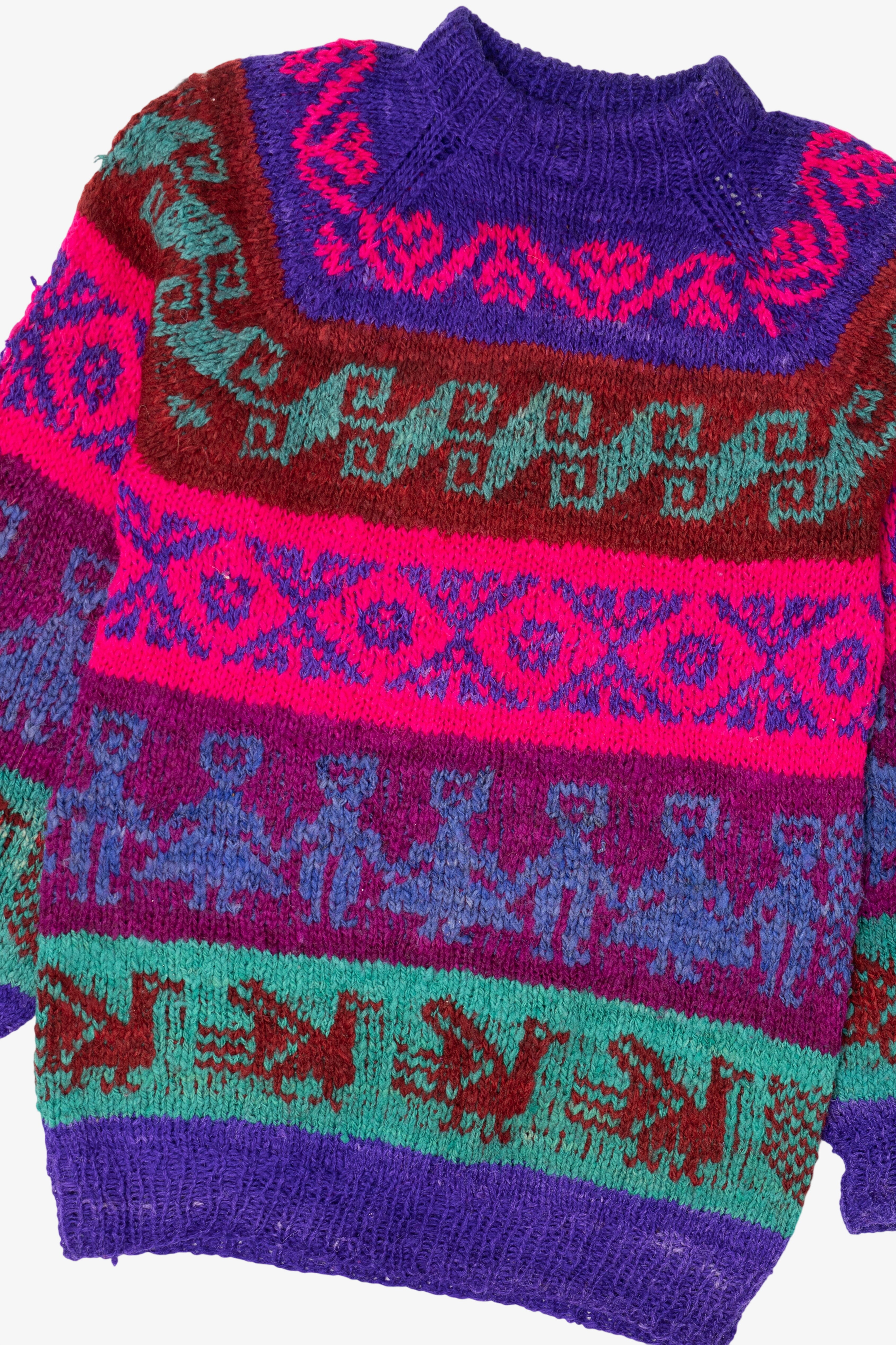 Vintage Distressed Colorful Artesians Incaica Fair Isle Sweater (1980s)
