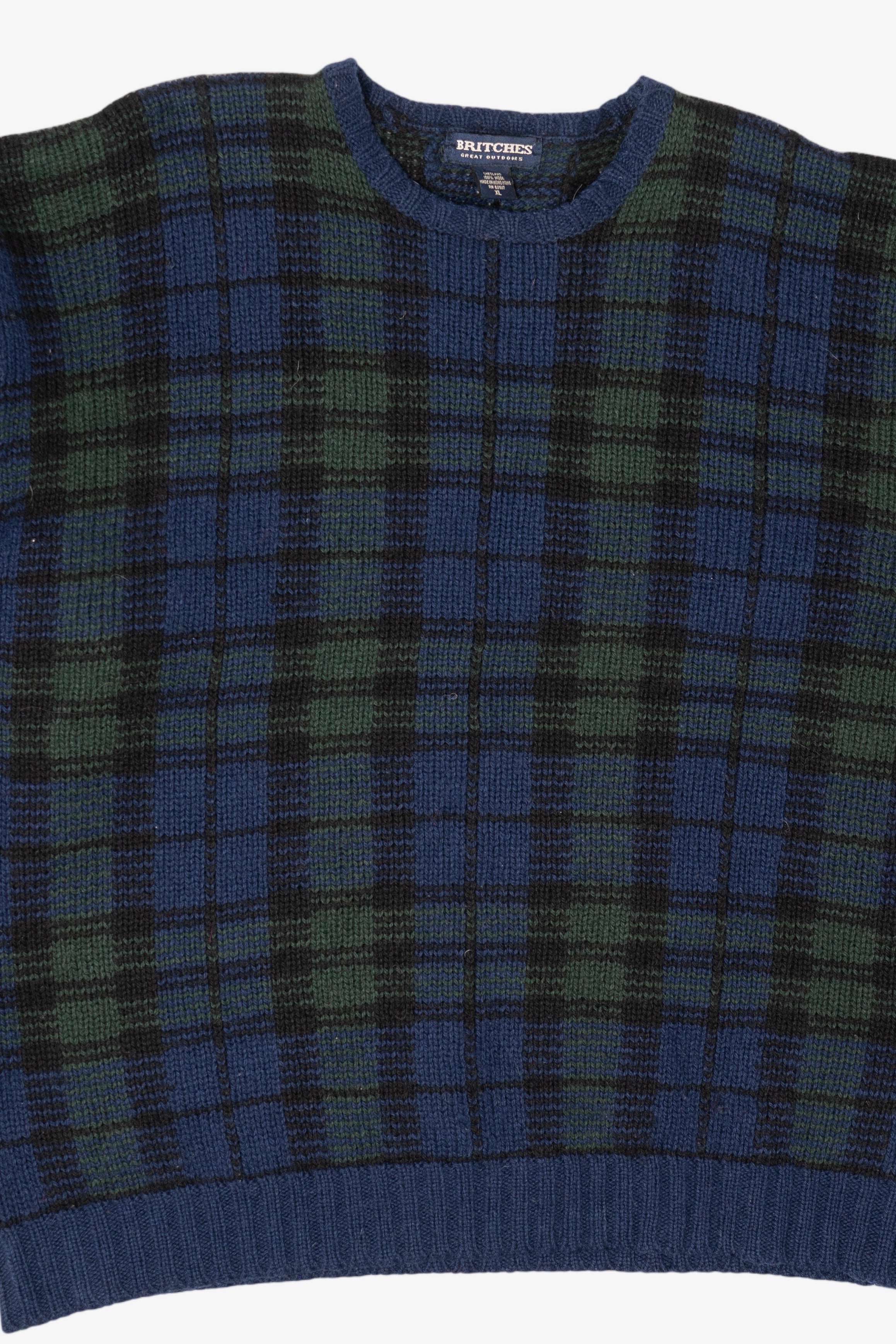 Vintage Navy Blue Plaid Britches Sweater (1990s)