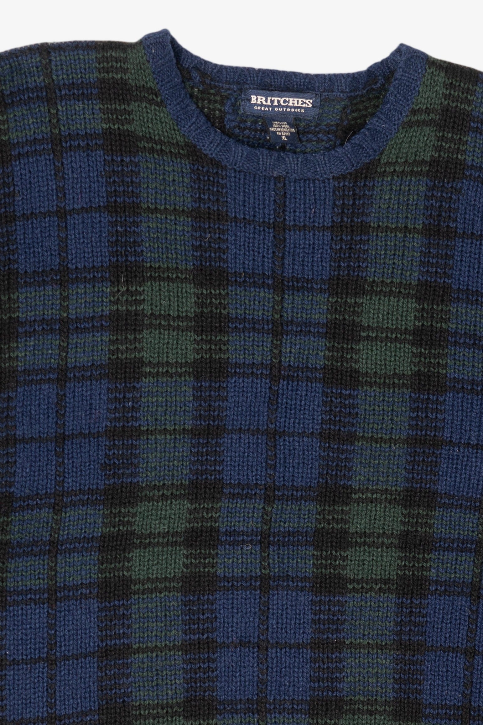 Vintage Navy Blue Plaid Britches Sweater (1990s)