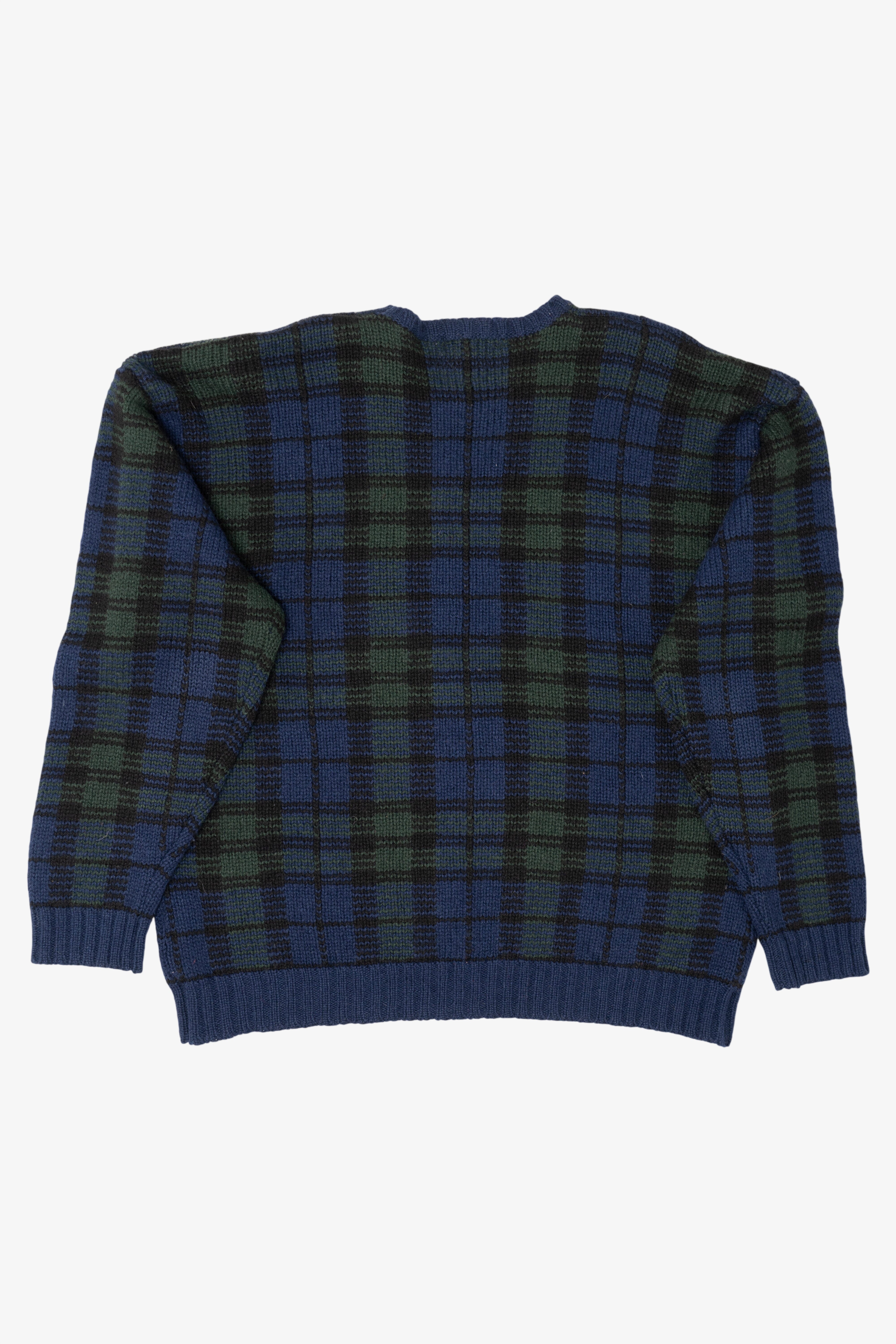 Vintage Navy Blue Plaid Britches Sweater (1990s)