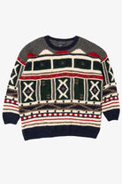 Vintage Tristan & Iseut Geometric Abstract Pattern Sweater (1990s)