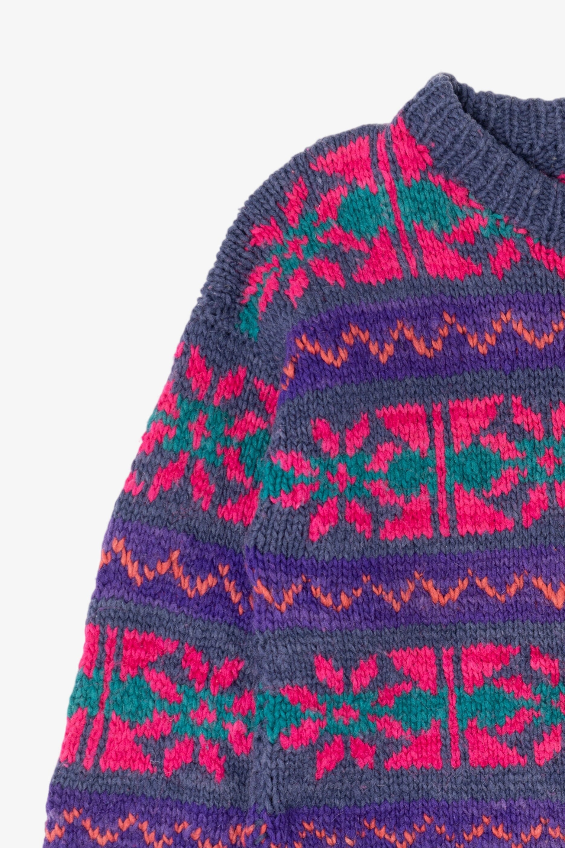 Vintage Purple Geometric Fair Isle Sweater (1980s)