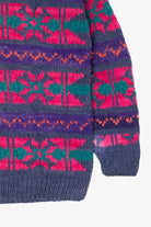 Vintage Purple Geometric Fair Isle Sweater (1980s)