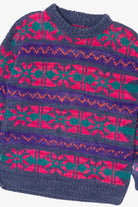 Vintage Purple Geometric Fair Isle Sweater (1980s)