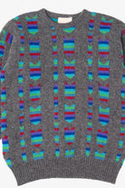 Vintage Gray And Rainbow Pattern ZigZag Sweater (1980s)