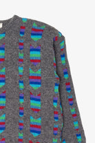 Vintage Gray And Rainbow Pattern ZigZag Sweater (1980s)