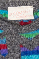 Vintage Gray And Rainbow Pattern ZigZag Sweater (1980s)