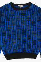 Vintage Hand Knit Blue Mid Town Texture Knit Sweater (1980s)