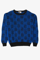 Vintage Hand Knit Blue Mid Town Texture Knit Sweater (1980s)