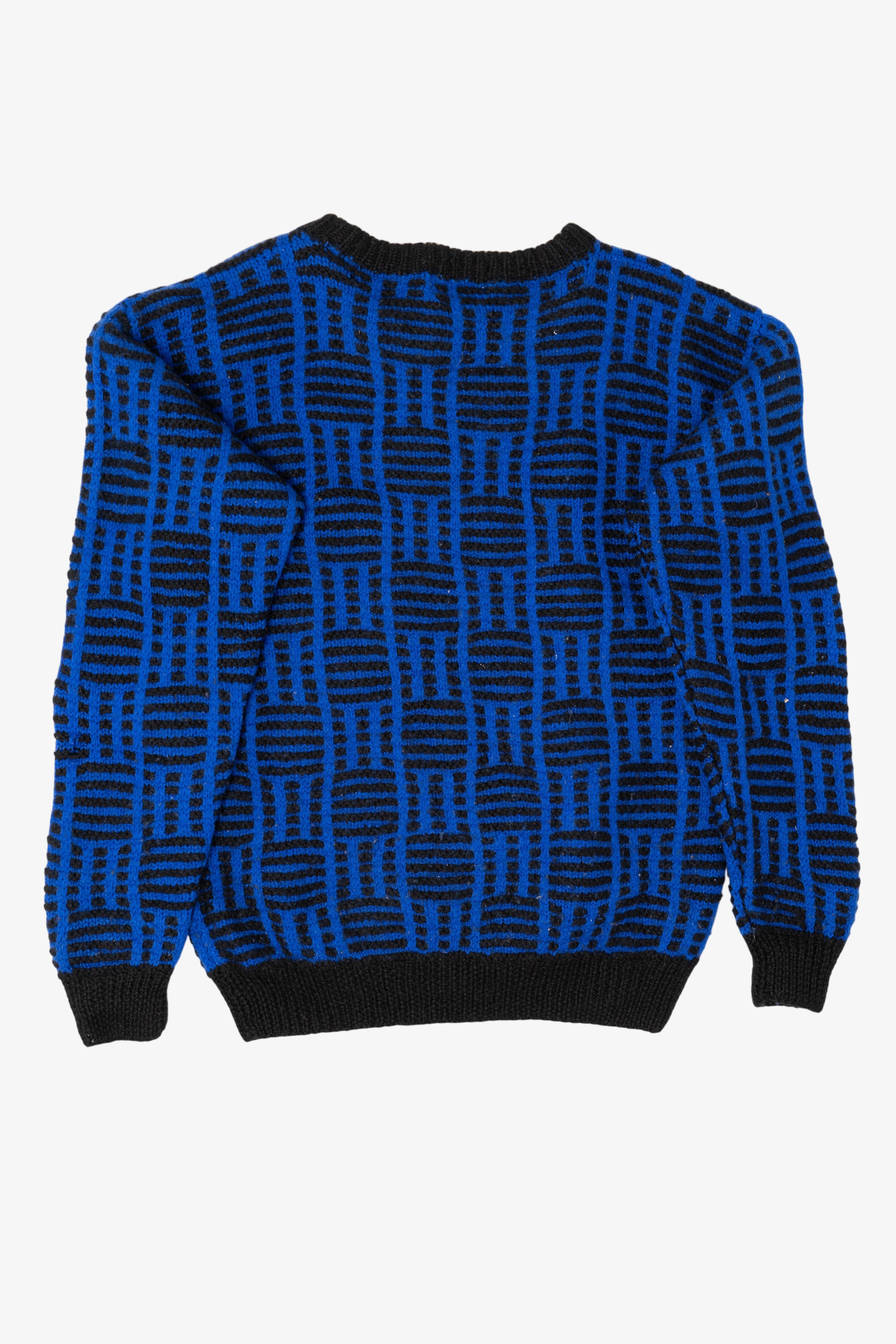 Vintage Hand Knit Blue Mid Town Texture Knit Sweater (1980s)