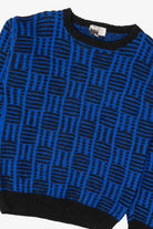 Vintage Hand Knit Blue Mid Town Texture Knit Sweater (1980s)