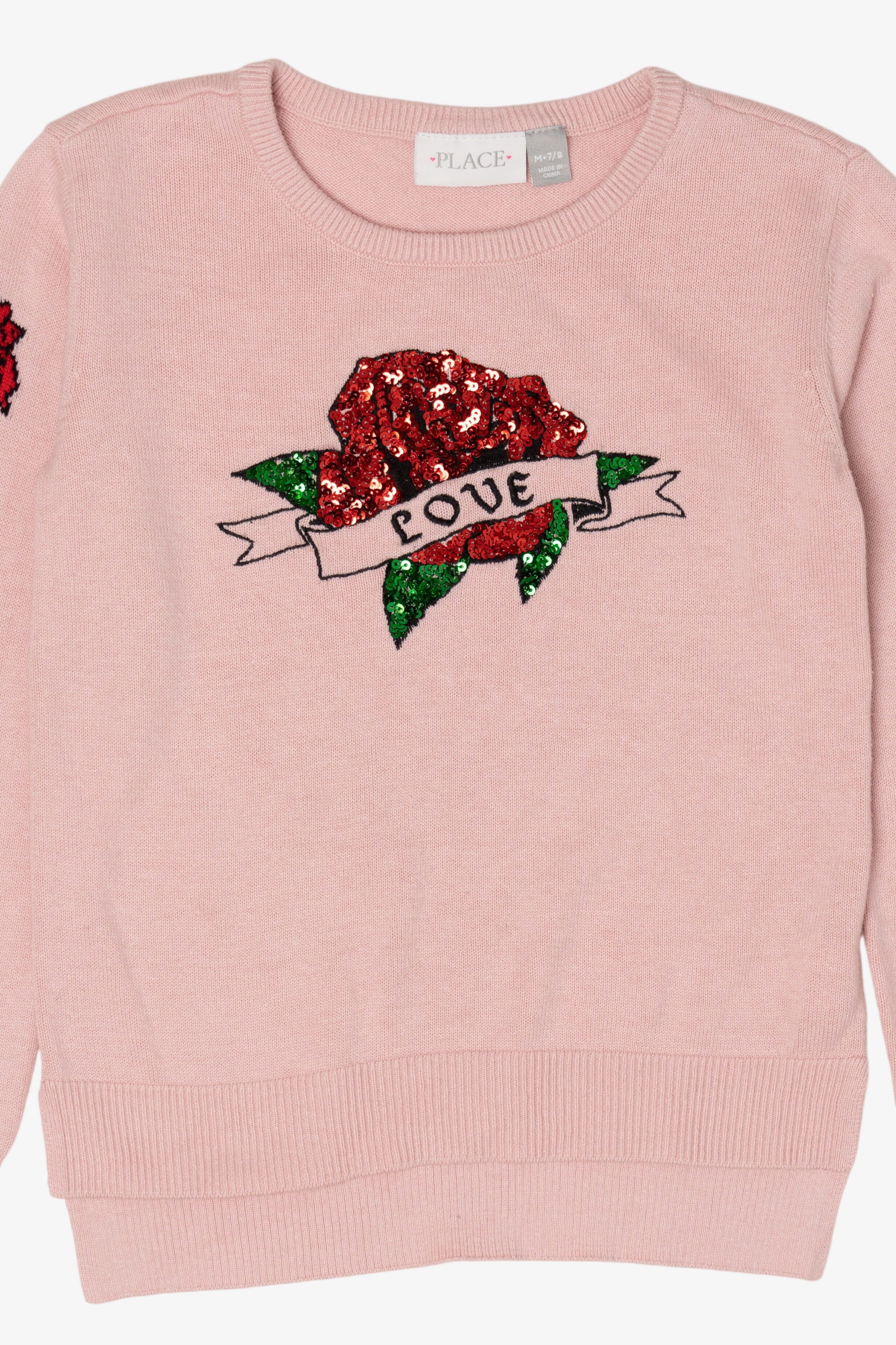 Kids Pink Place Sequin Rose "Love" Sweater (2010s)