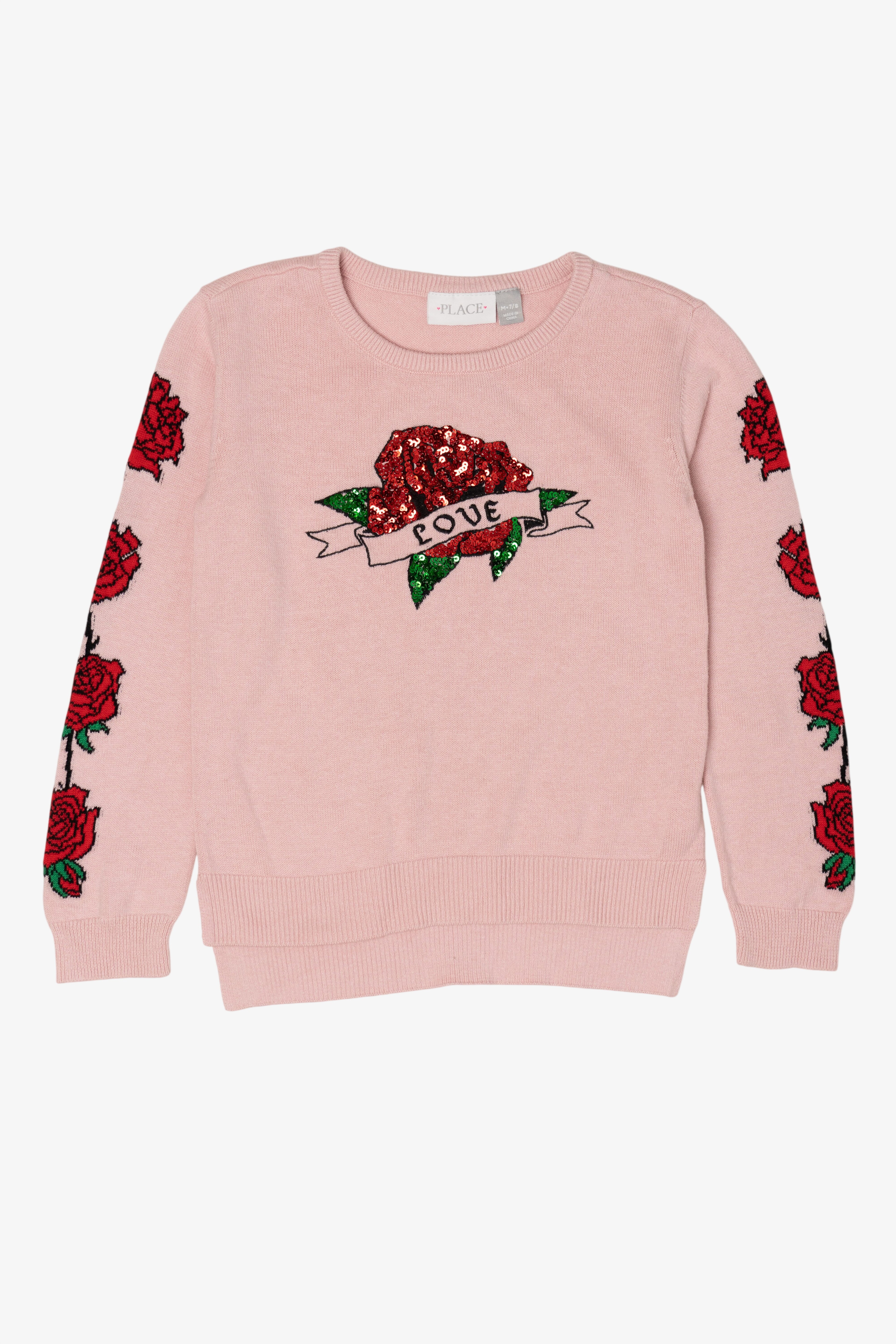 Kids Pink Place Sequin Rose "Love" Sweater (2010s)