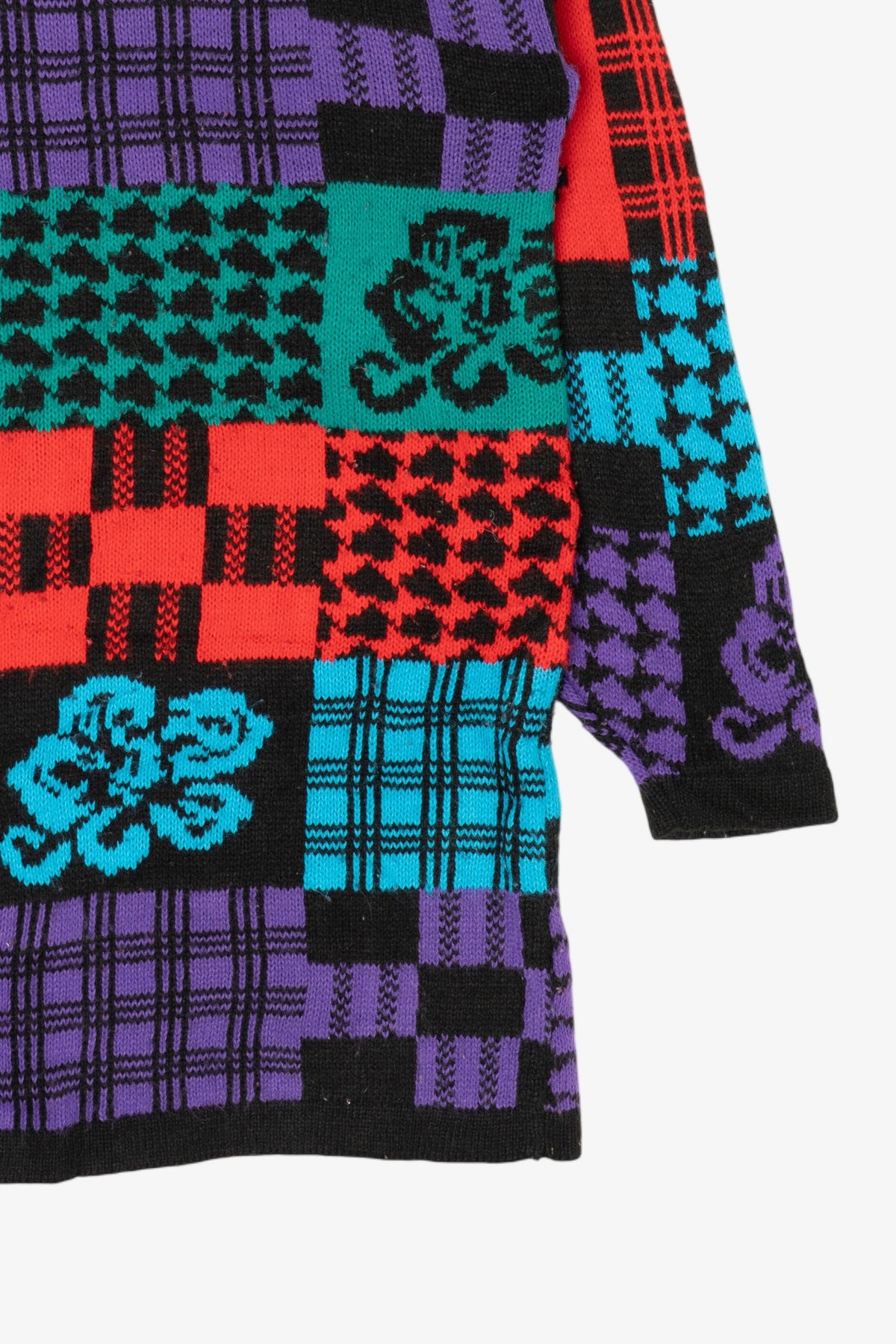 Vintage Colorful Abstract Floral Sweater (1980s)