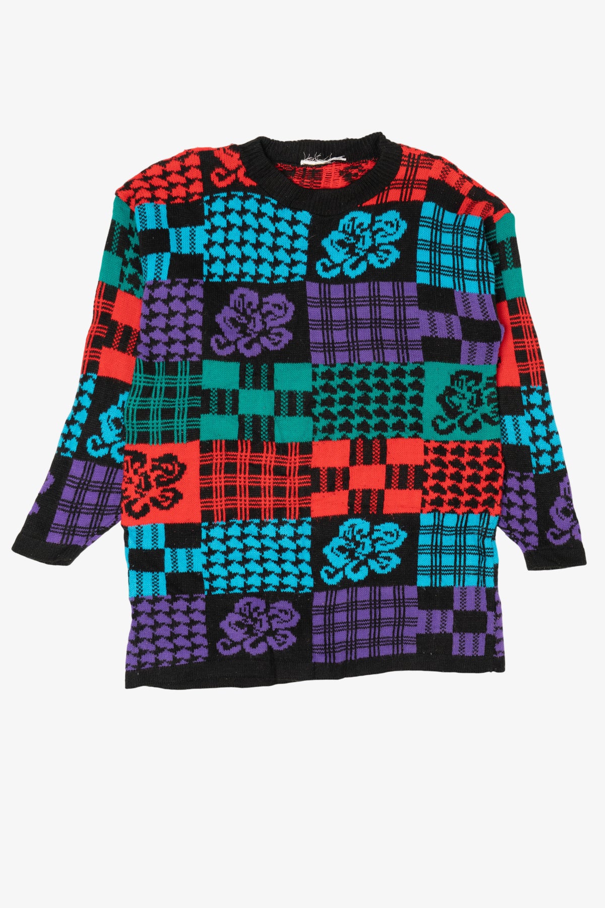 Vintage Colorful Abstract Floral Sweater (1980s)