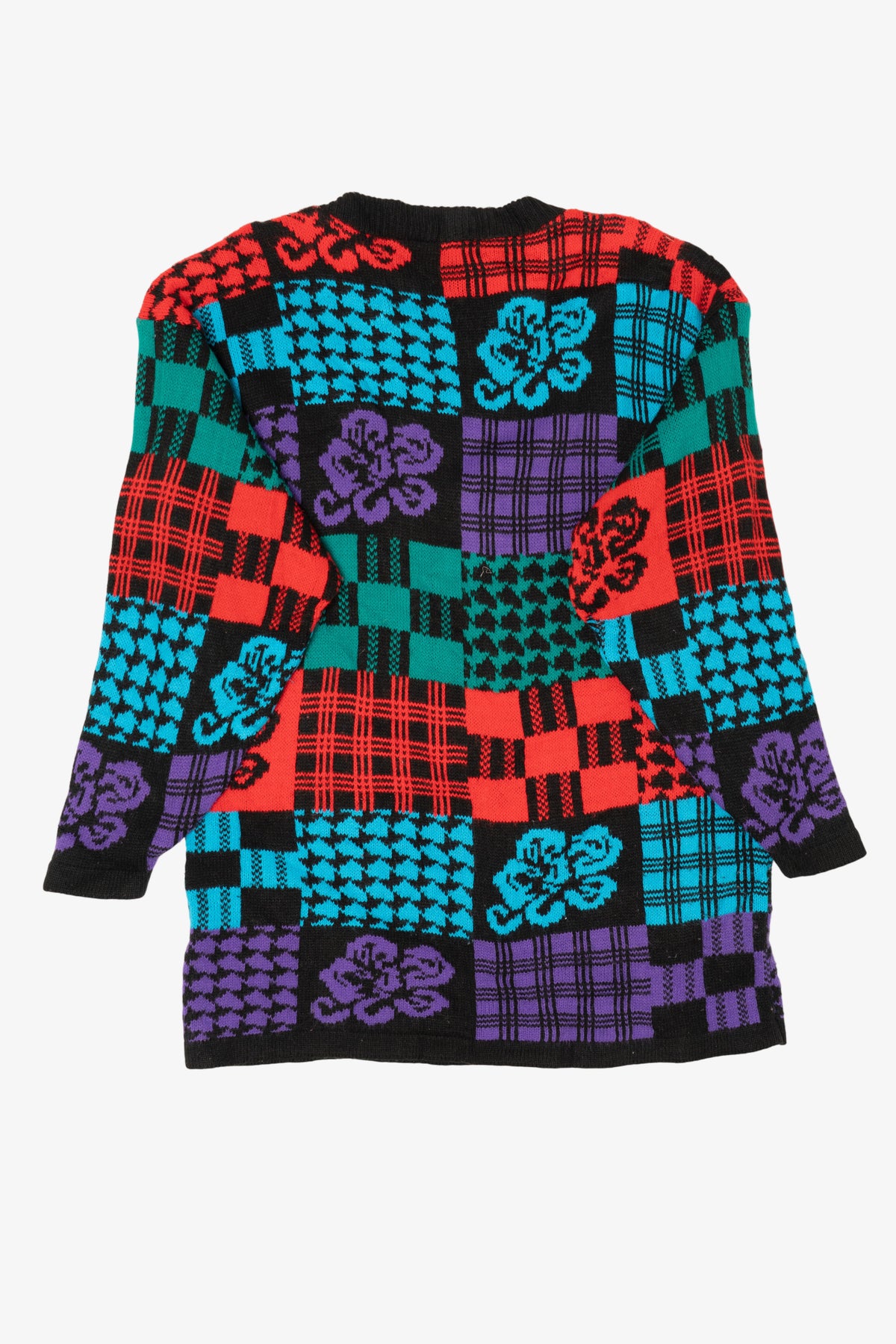 Vintage Colorful Abstract Floral Sweater (1980s)
