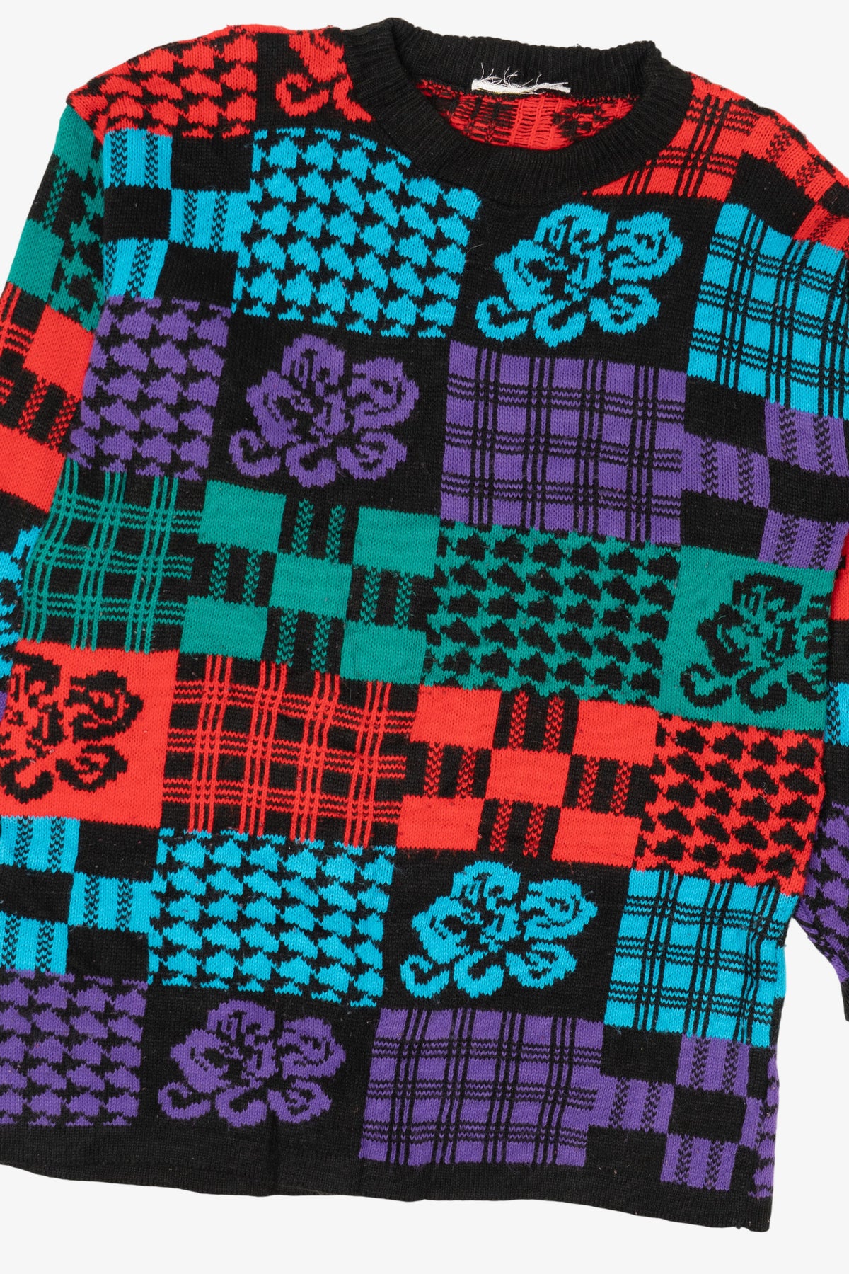 Vintage Colorful Abstract Floral Sweater (1980s)