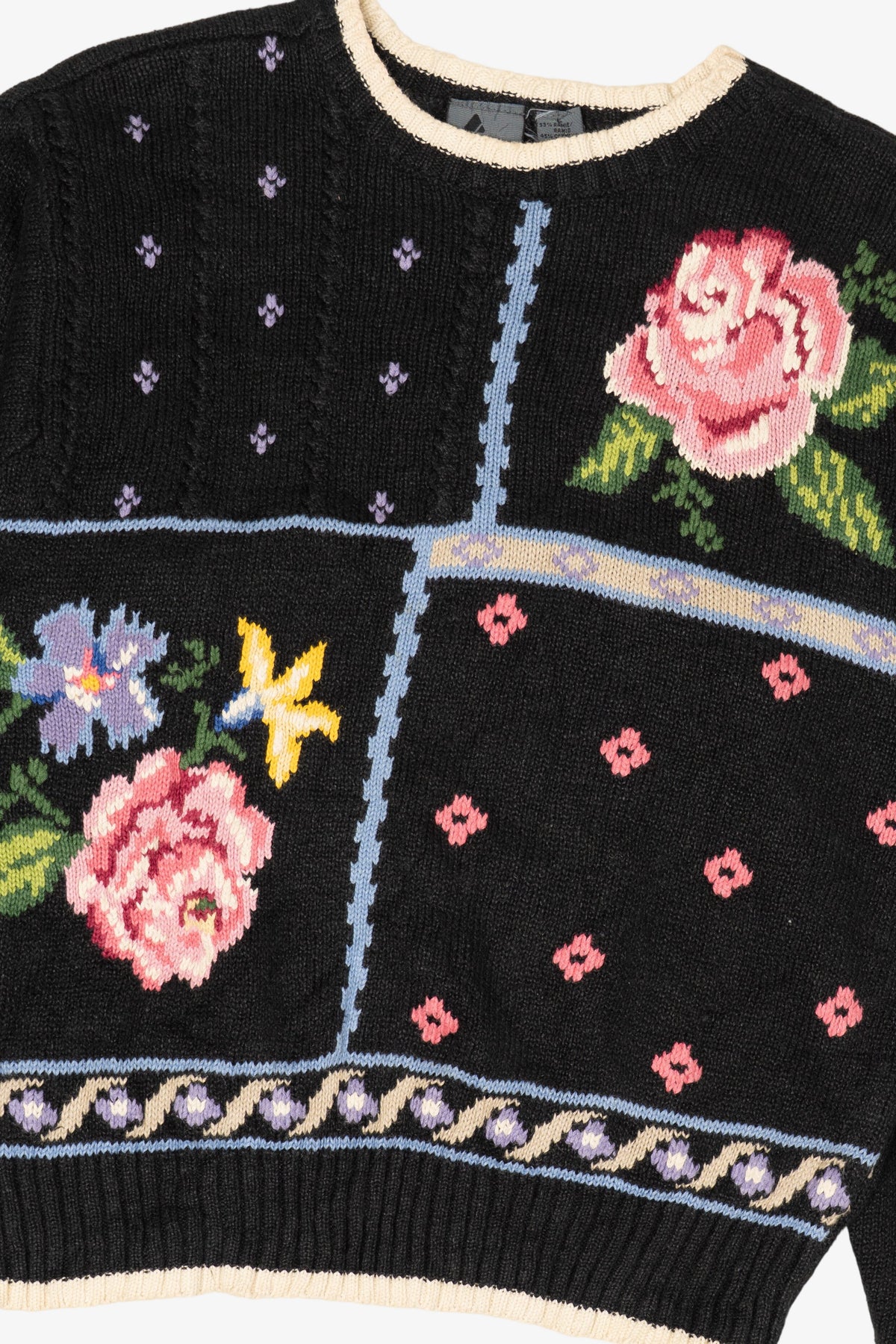 Vintage Black Rose Floral Lizwear Sweater (1990s)