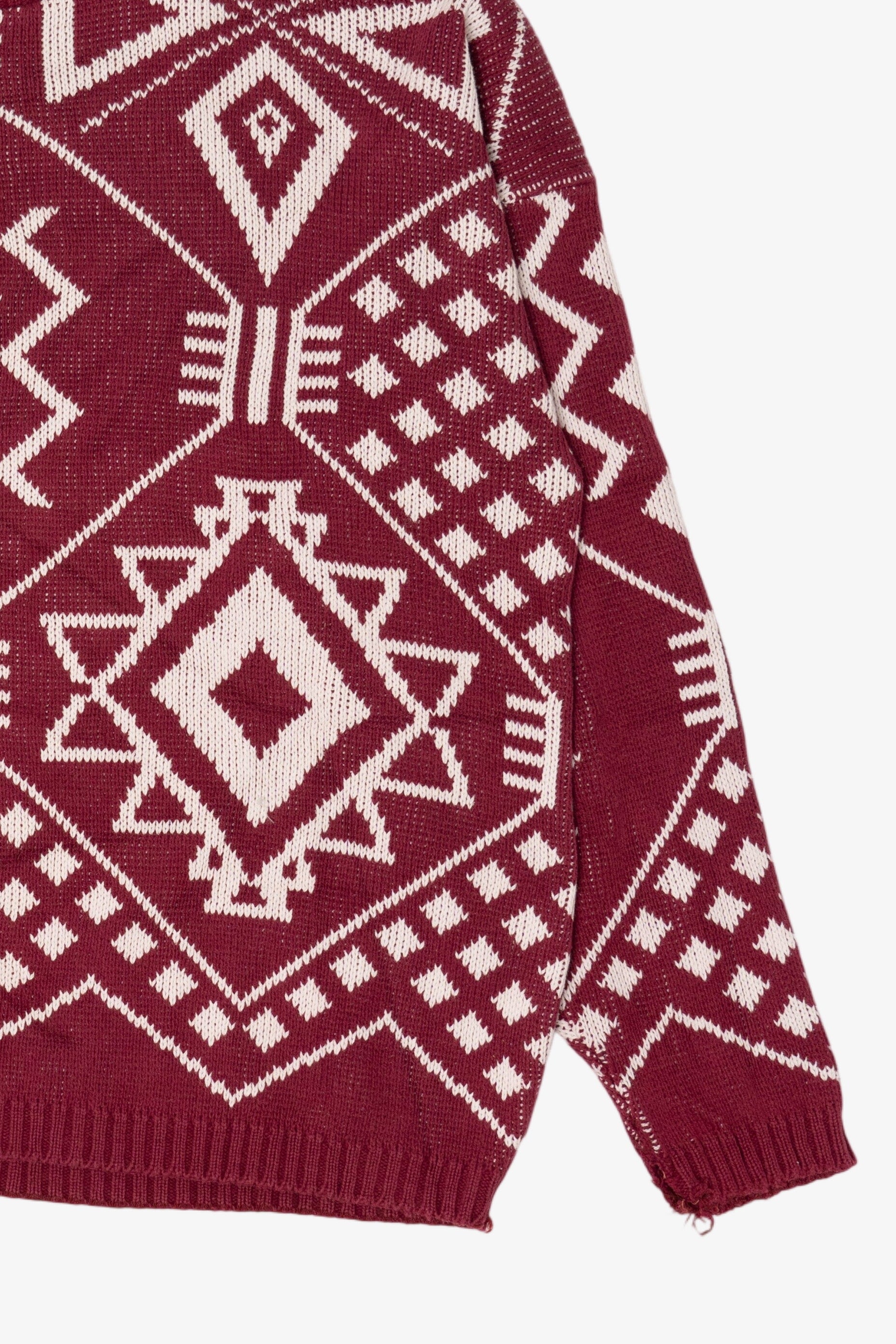 Vintage Red Geometric Pattern Sweater (1980s)