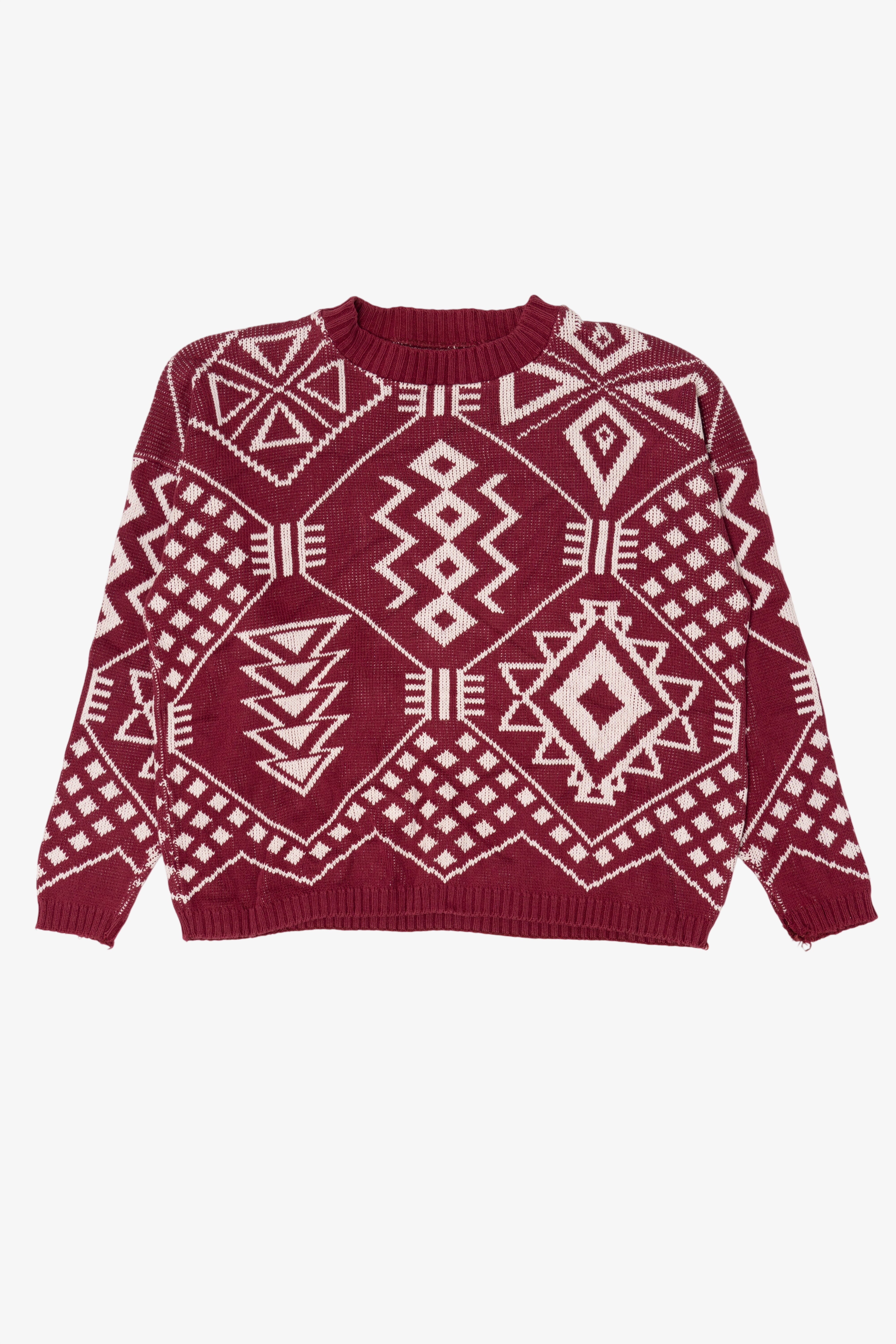 Vintage Red Geometric Pattern Sweater (1980s)