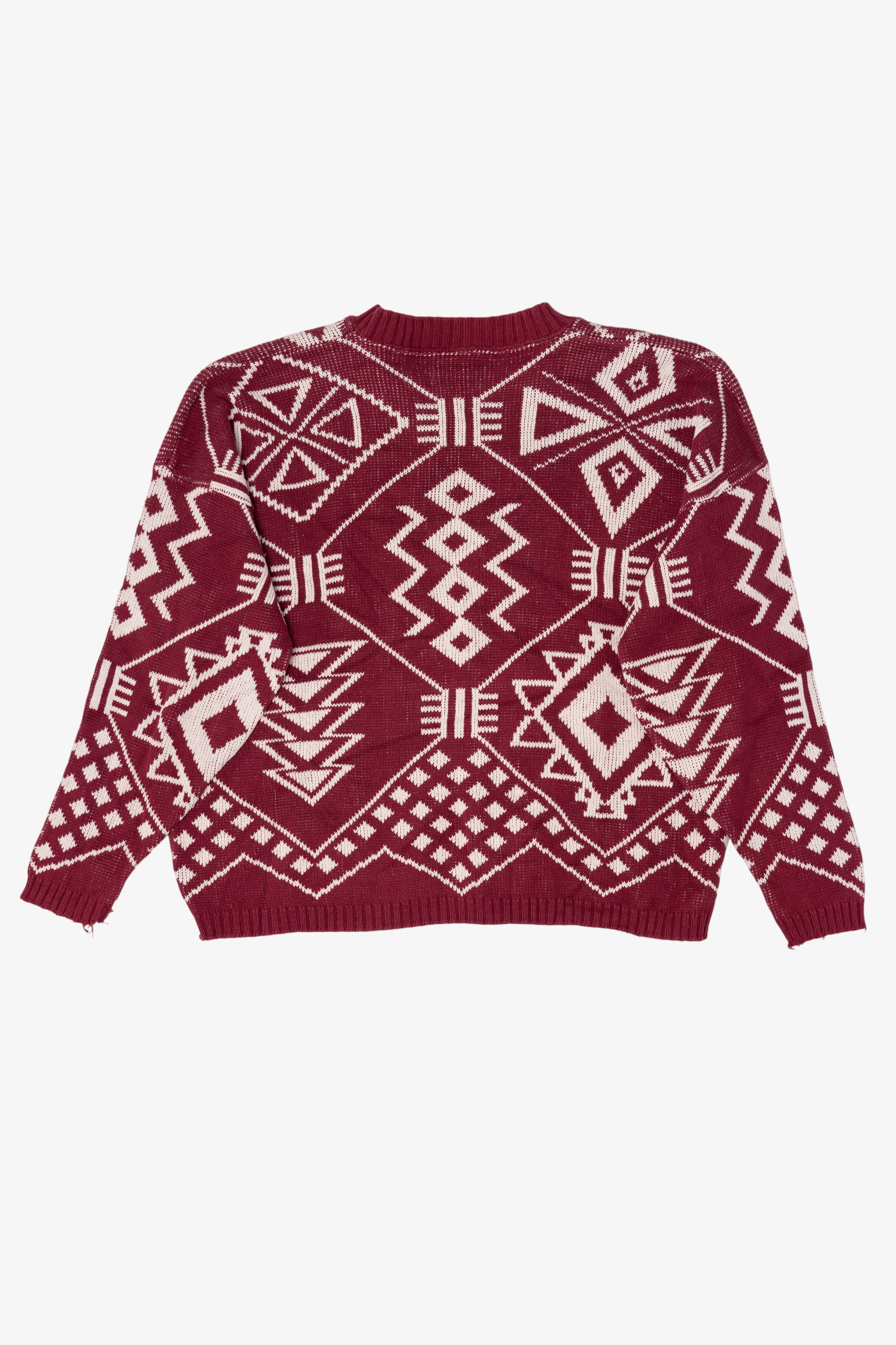 Vintage Red Geometric Pattern Sweater (1980s)