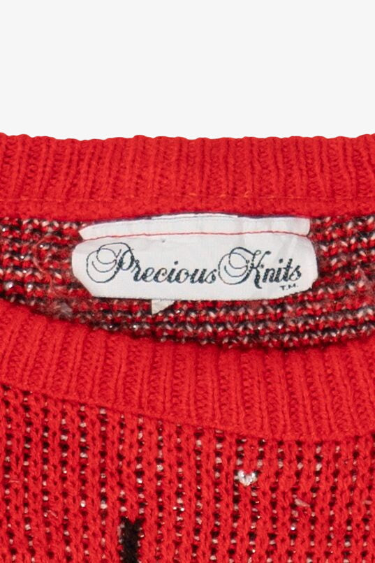 Vintage Red Precious Knits City Scene Sweater (1980s)