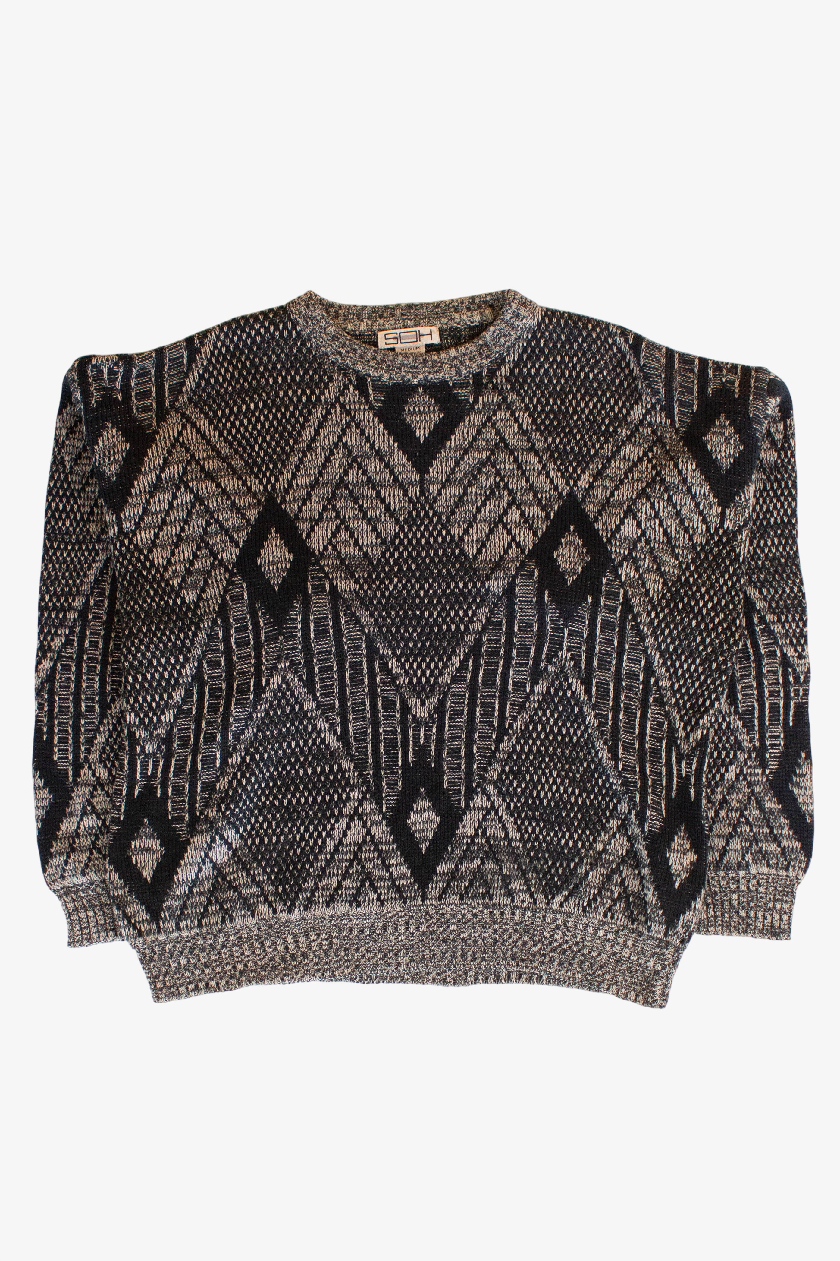 Vintage Gray Diamond Pattern Sweater (1980s)