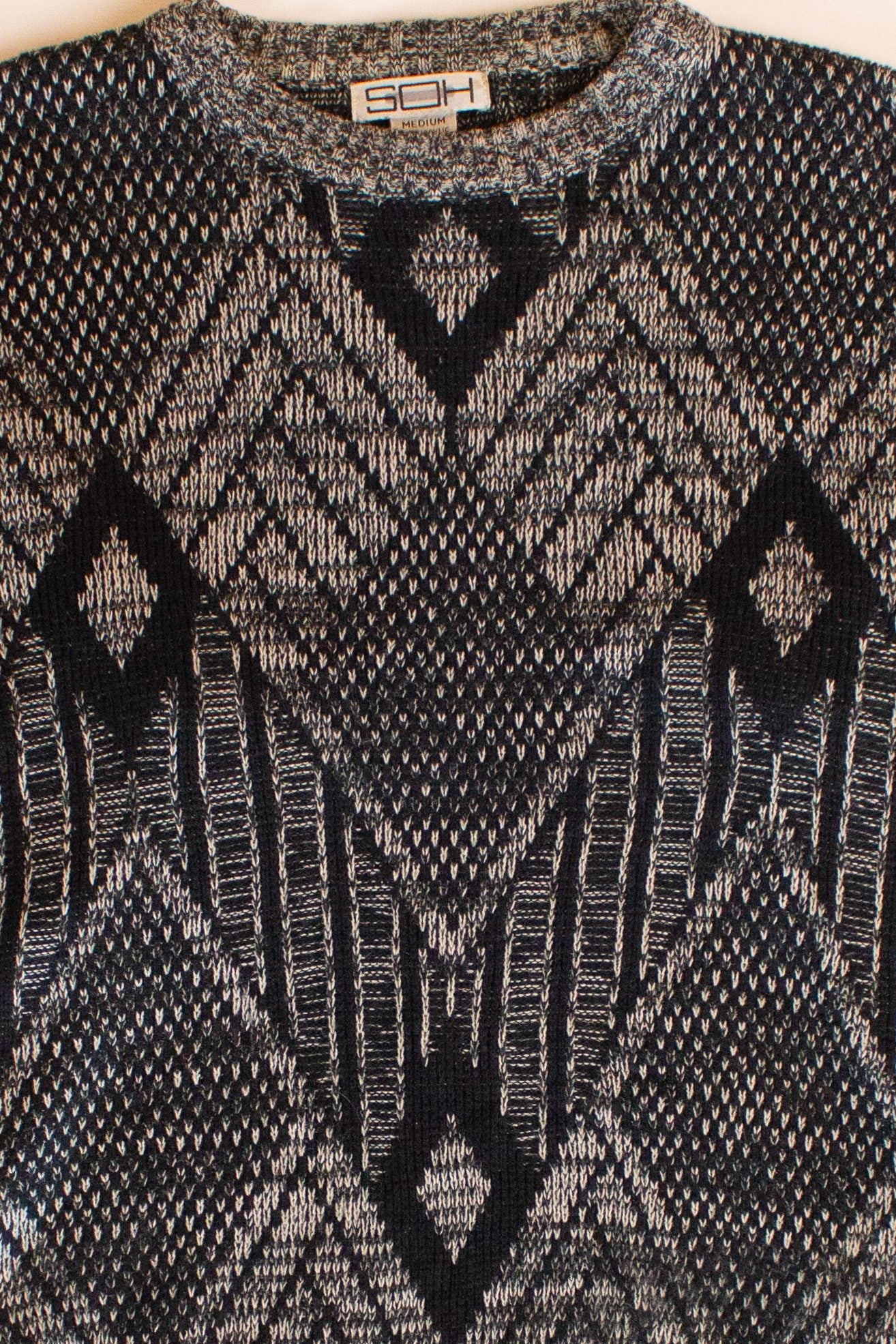 Vintage Gray Diamond Pattern Sweater (1980s)