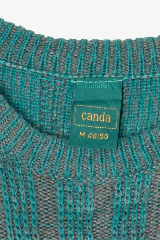 Vintage Gray And Teal Canda Sweater (1980s)