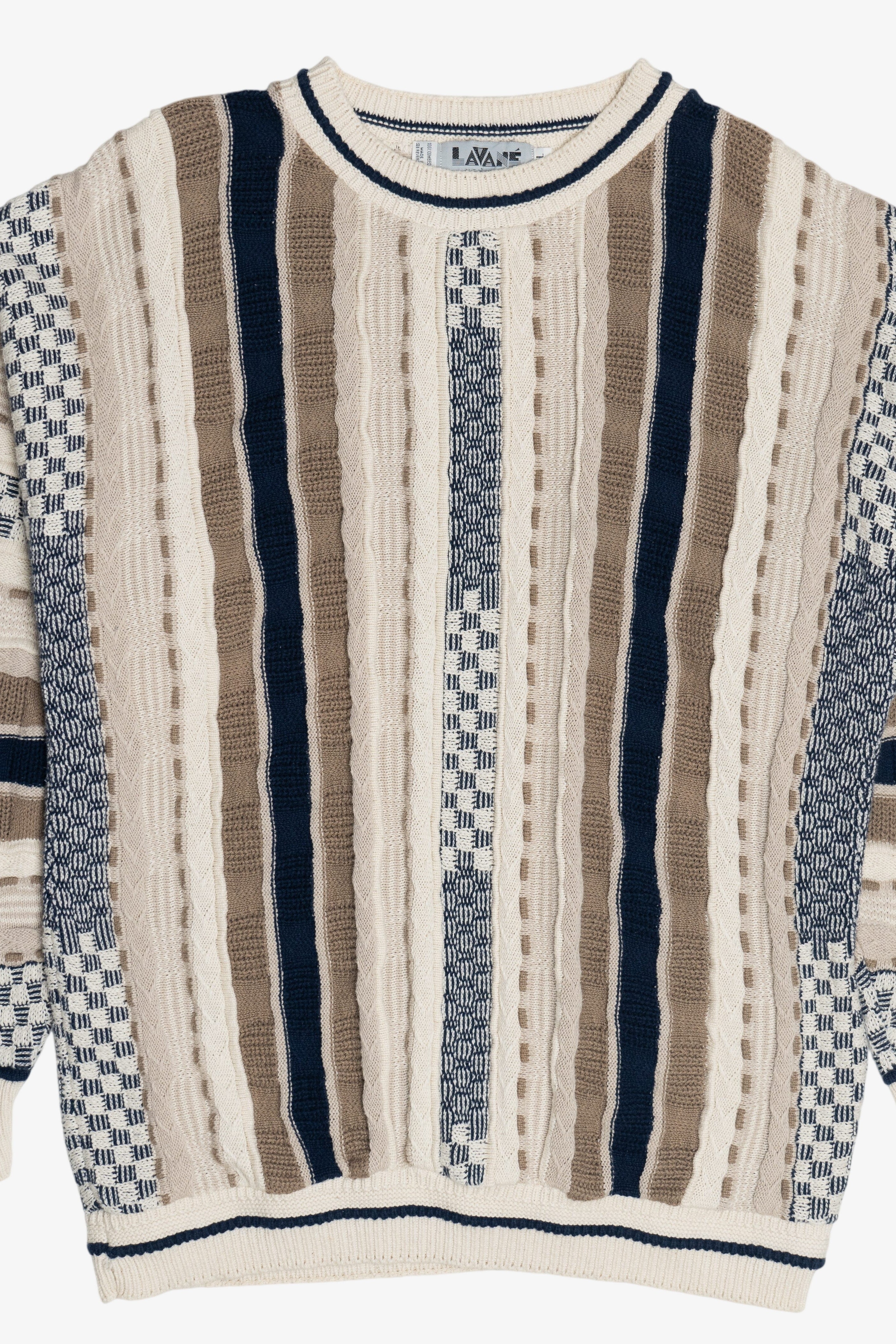 Vintage Lavane New York Vertical Stripe Graphic Sweater (1990s)