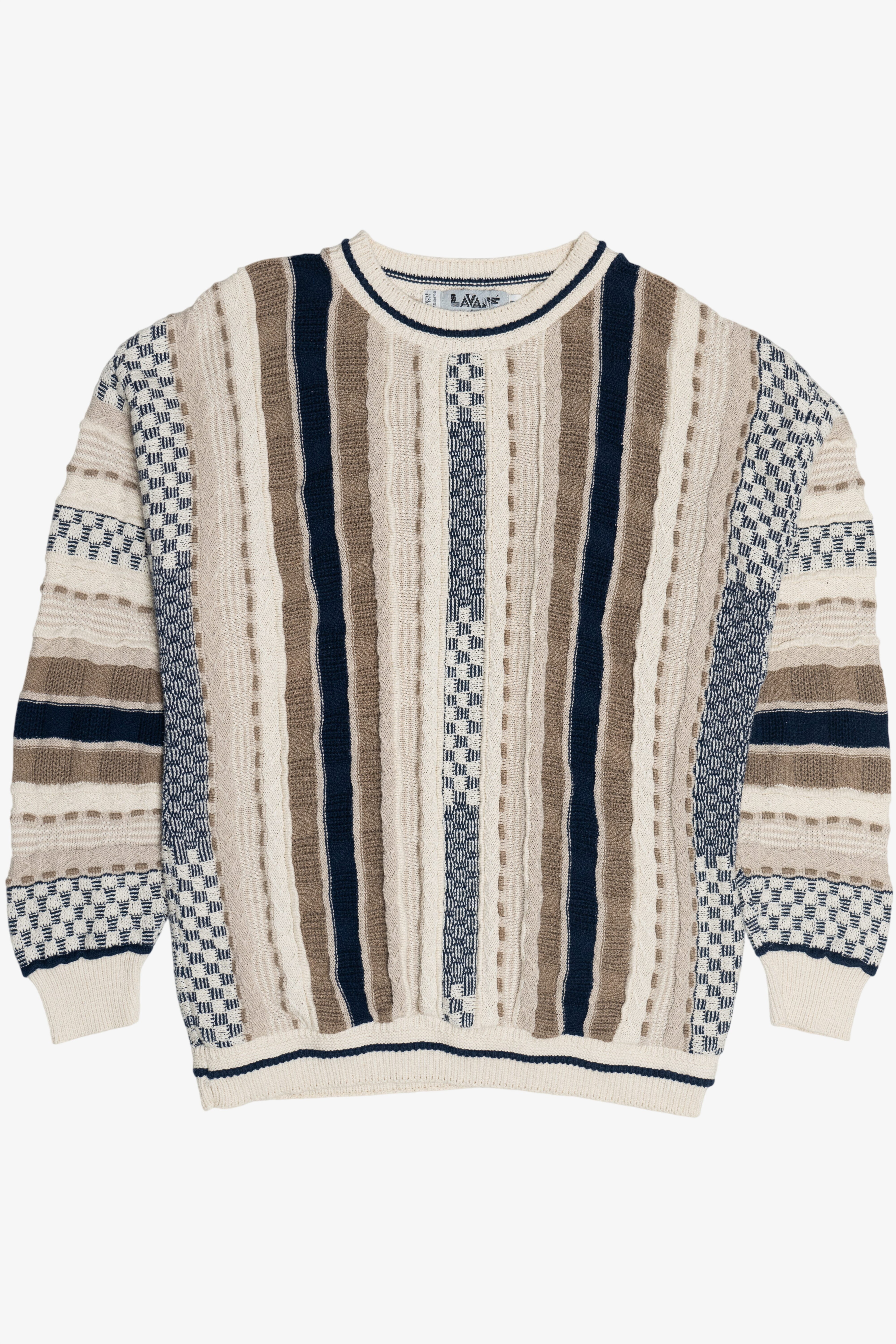 Vintage Lavane New York Vertical Stripe Graphic Sweater (1990s)