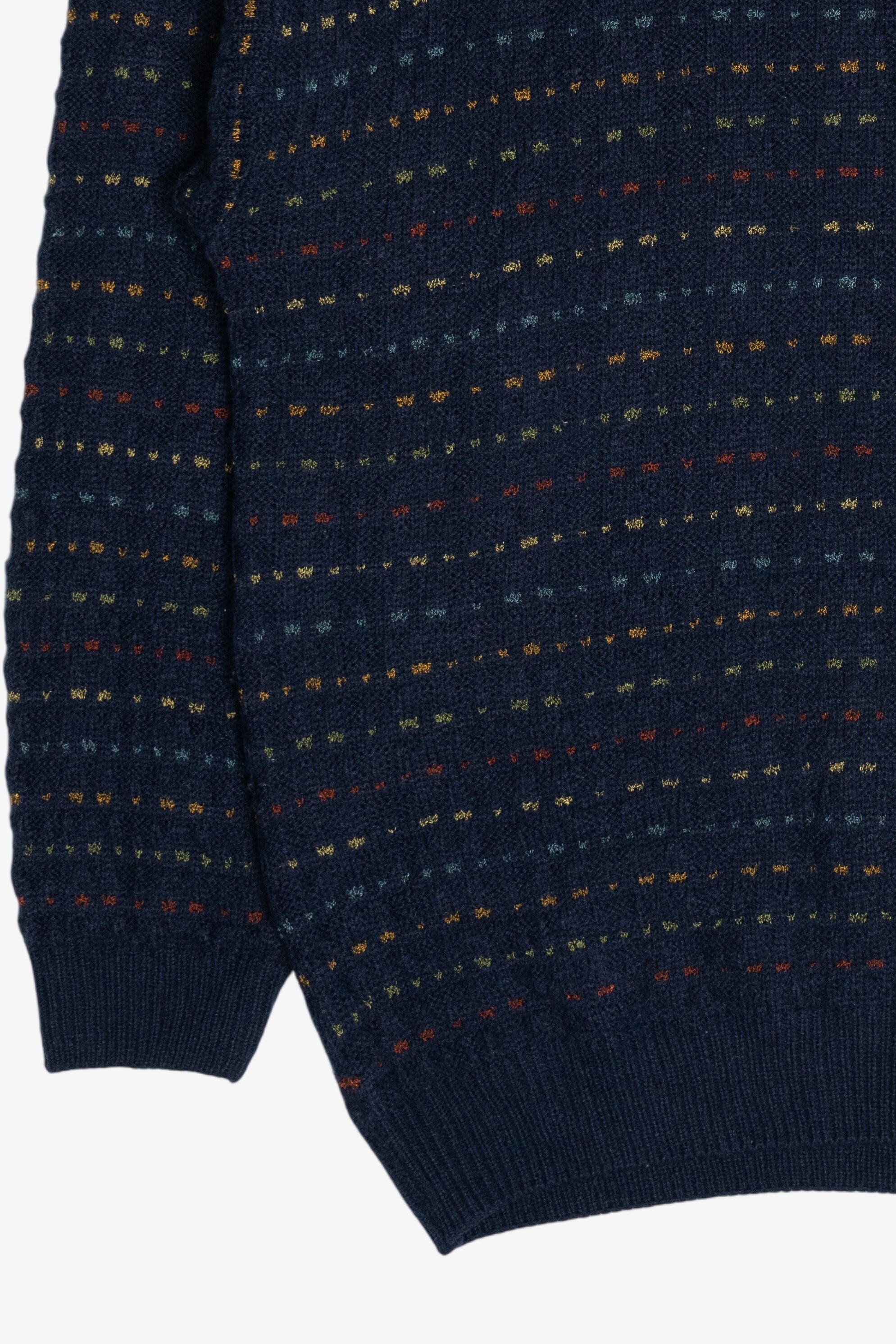 Vintage Navy Blue Jantzen Dotted Stripe Knit Sweater (1980s)