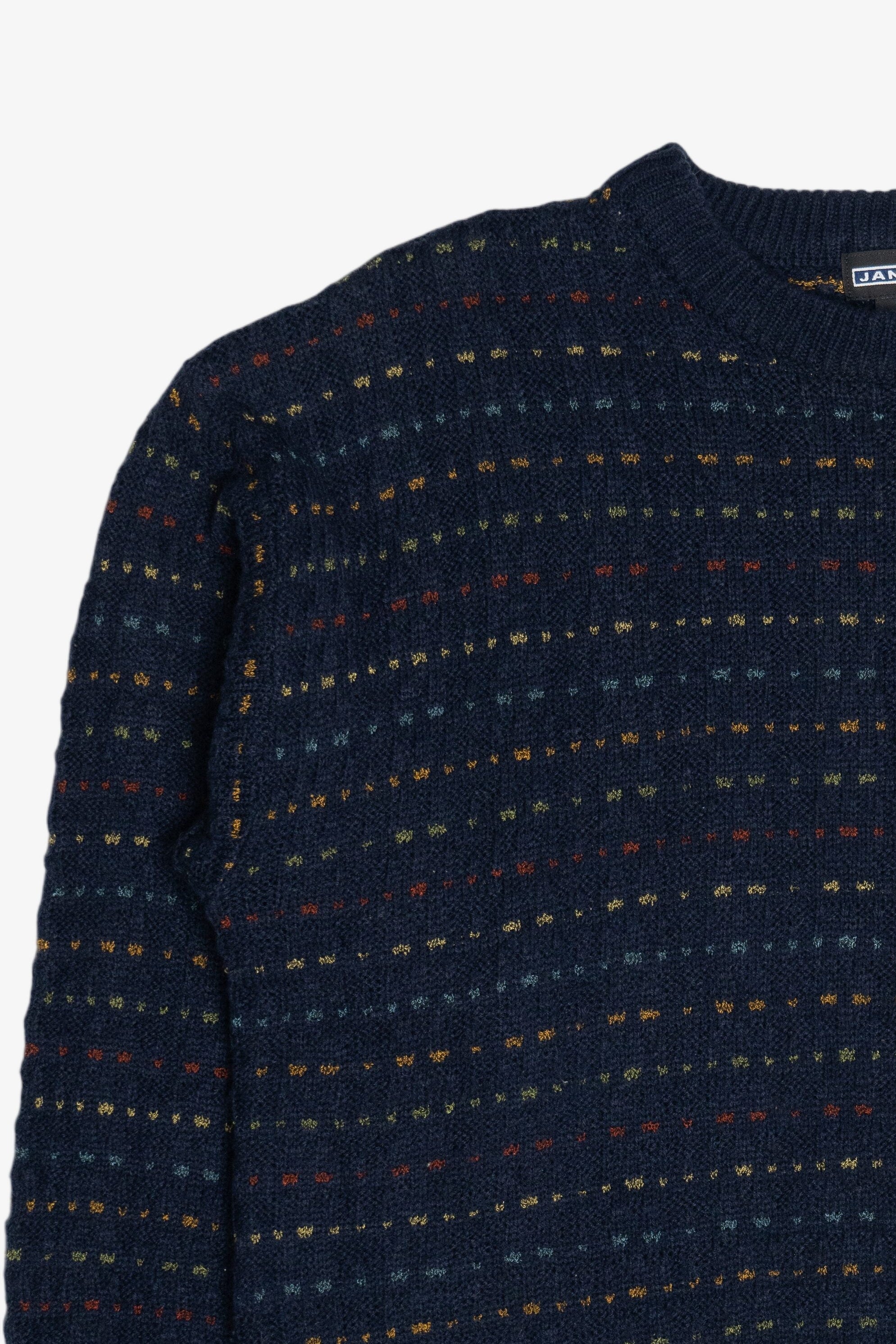 Vintage Navy Blue Jantzen Dotted Stripe Knit Sweater (1980s)