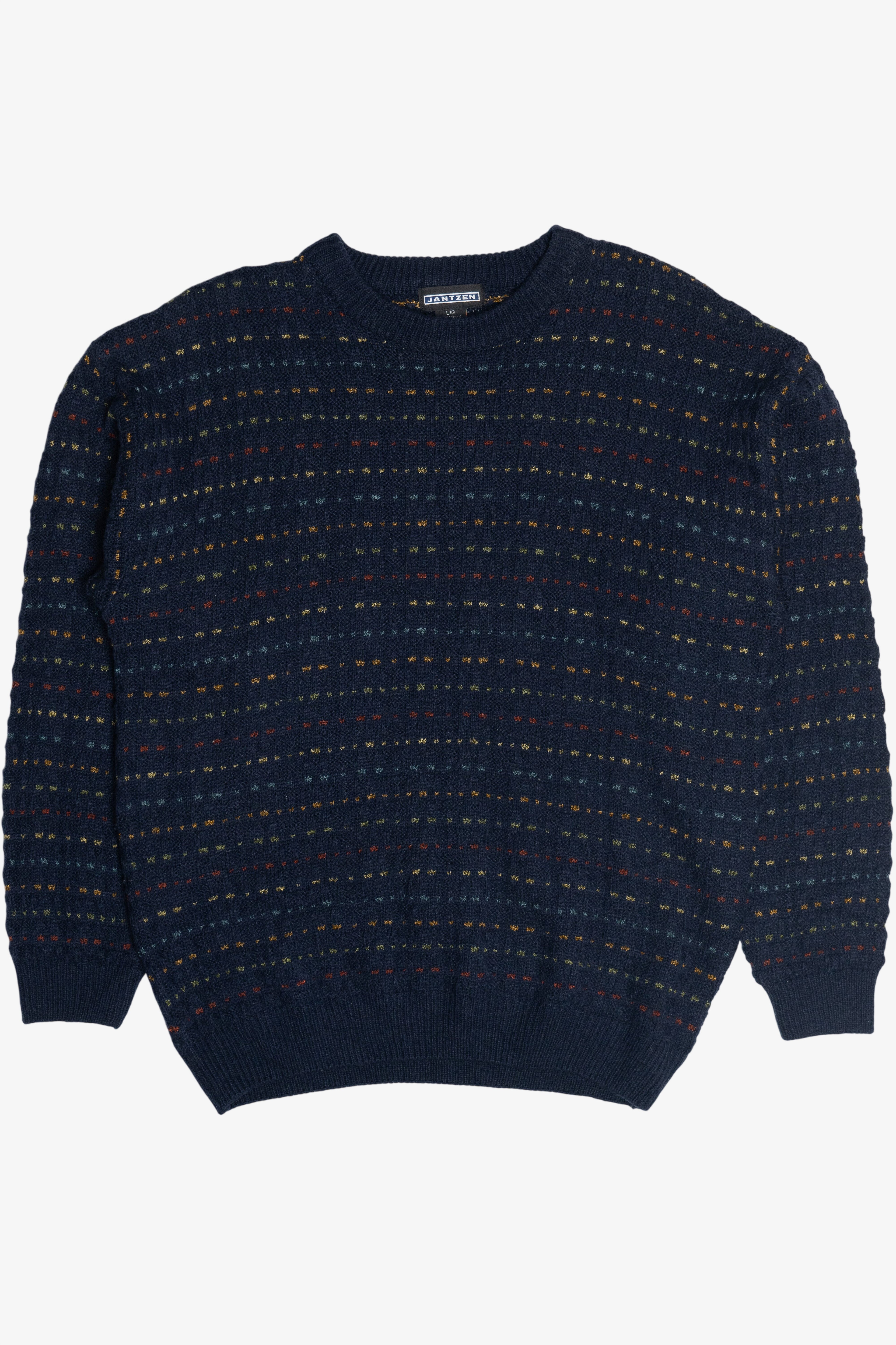 Vintage Navy Blue Jantzen Dotted Stripe Knit Sweater (1980s)