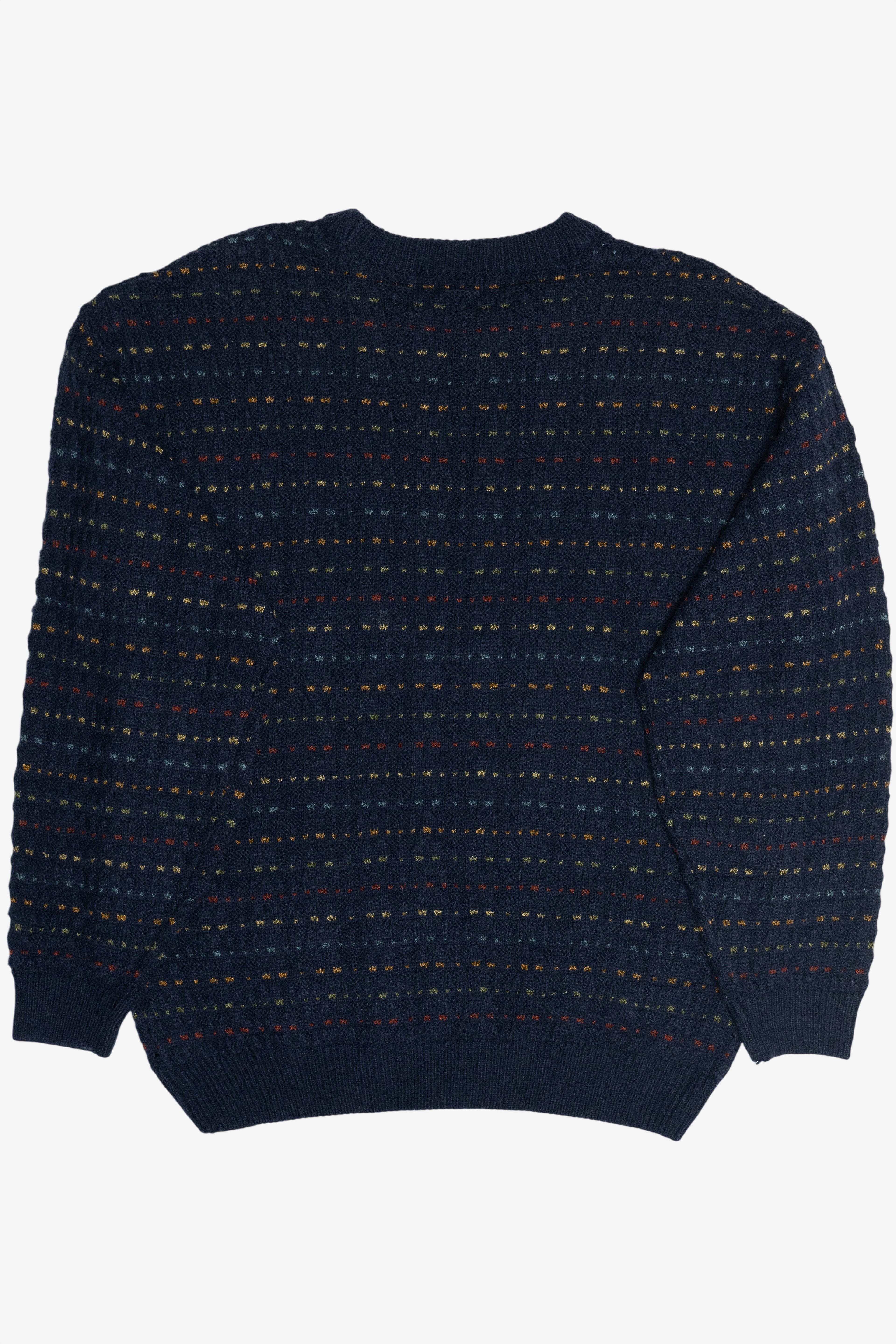 Vintage Navy Blue Jantzen Dotted Stripe Knit Sweater (1980s)