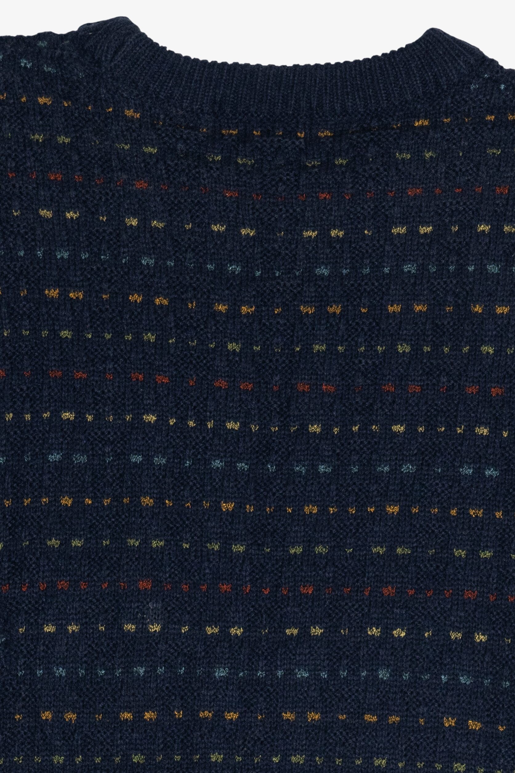 Vintage Navy Blue Jantzen Dotted Stripe Knit Sweater (1980s)