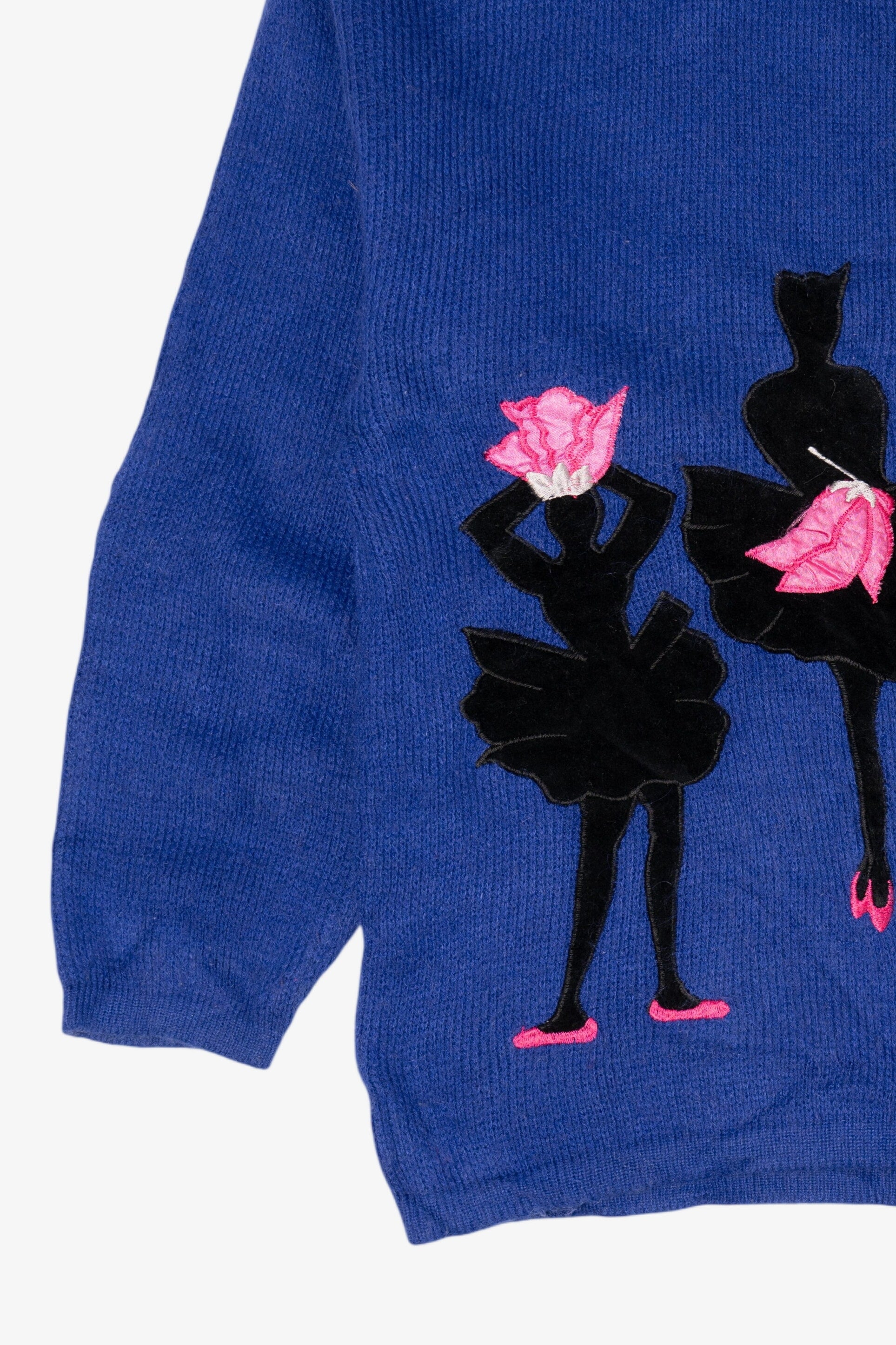 Vintage Blue Currents Ballerina Flower Petals Sweater (1980s)