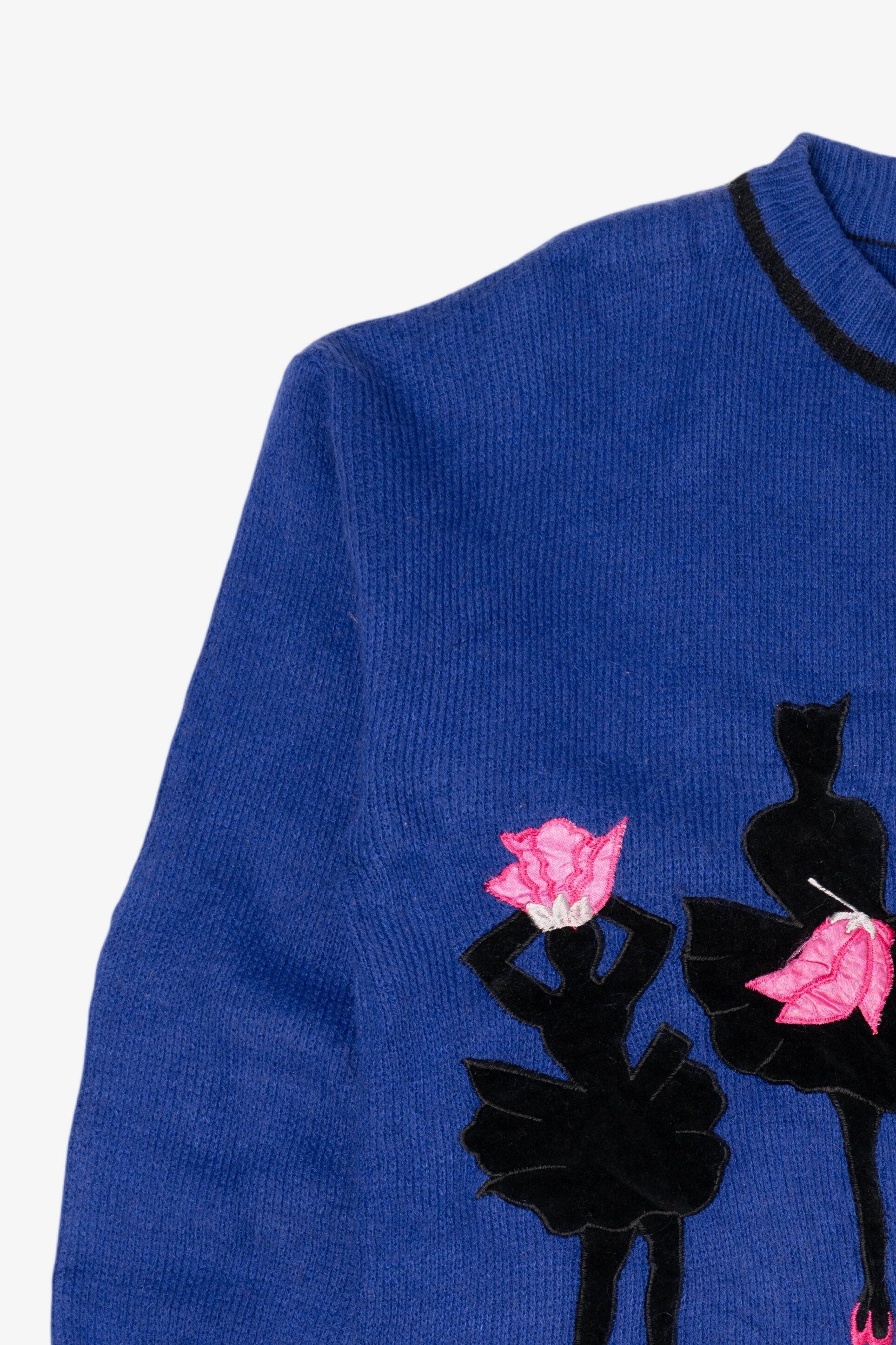 Vintage Blue Currents Ballerina Flower Petals Sweater (1980s)