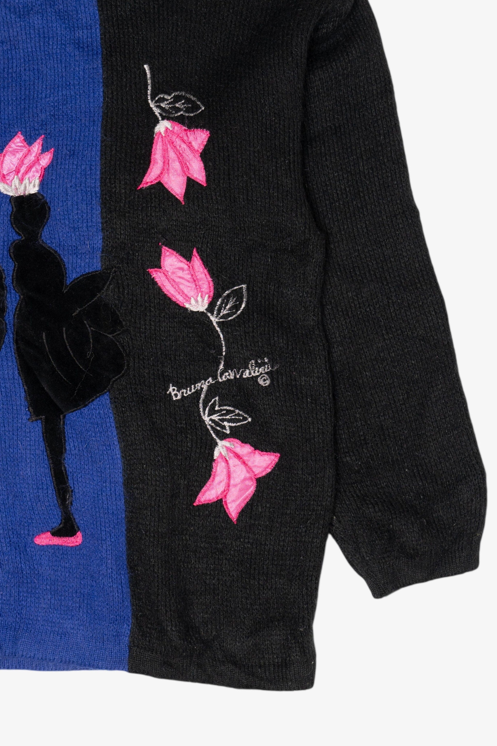 Vintage Blue Currents Ballerina Flower Petals Sweater (1980s)