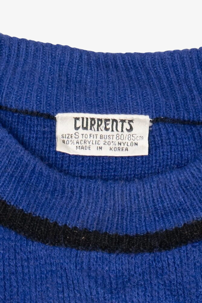 Vintage Blue Currents Ballerina Flower Petals Sweater (1980s)
