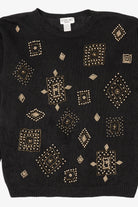 Vintage Black Victoria Jones Beaded Sweater (1990s)