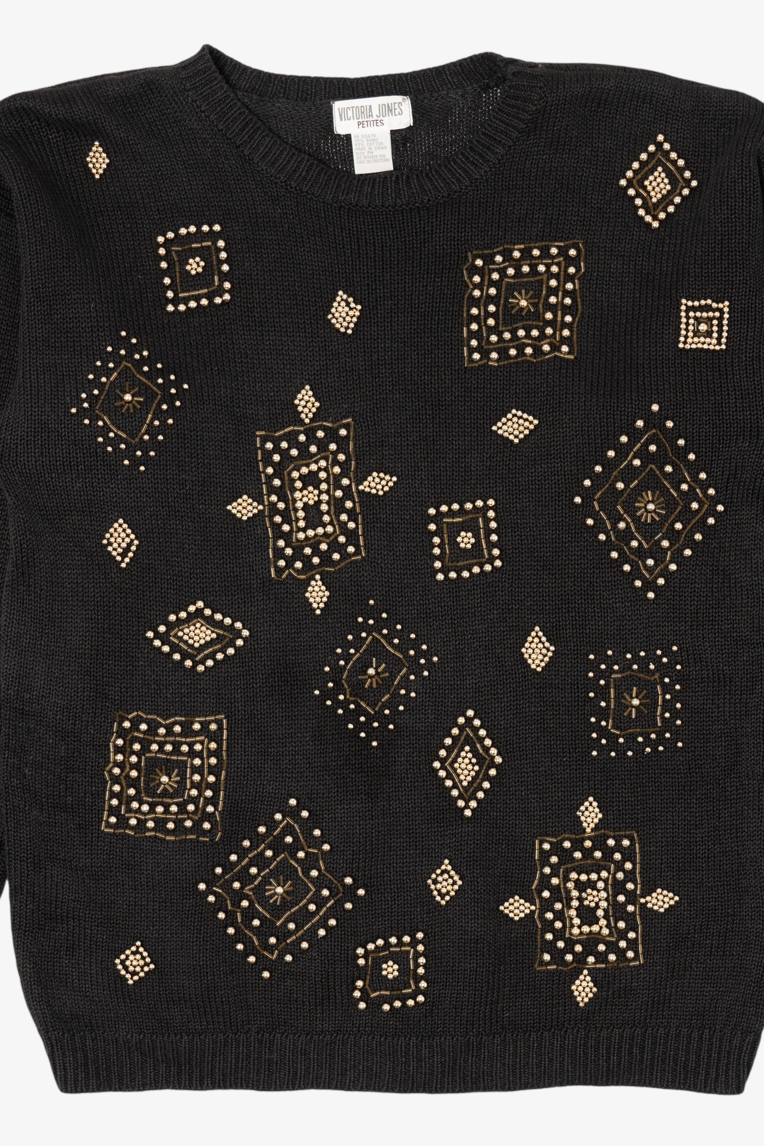 Vintage Black Victoria Jones Beaded Sweater (1990s)