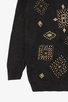 Vintage Black Victoria Jones Beaded Sweater (1990s)