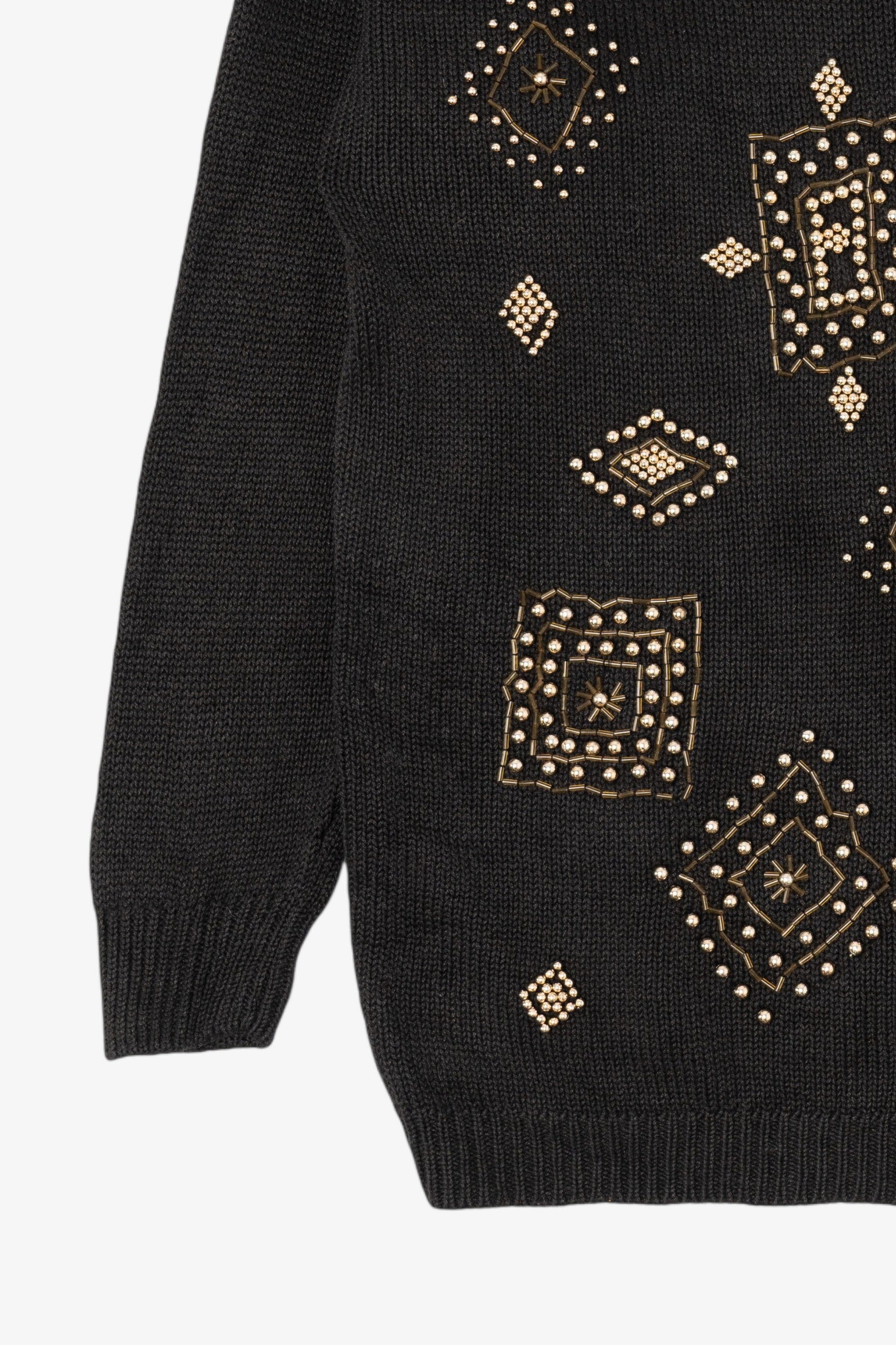 Vintage Black Victoria Jones Beaded Sweater (1990s)