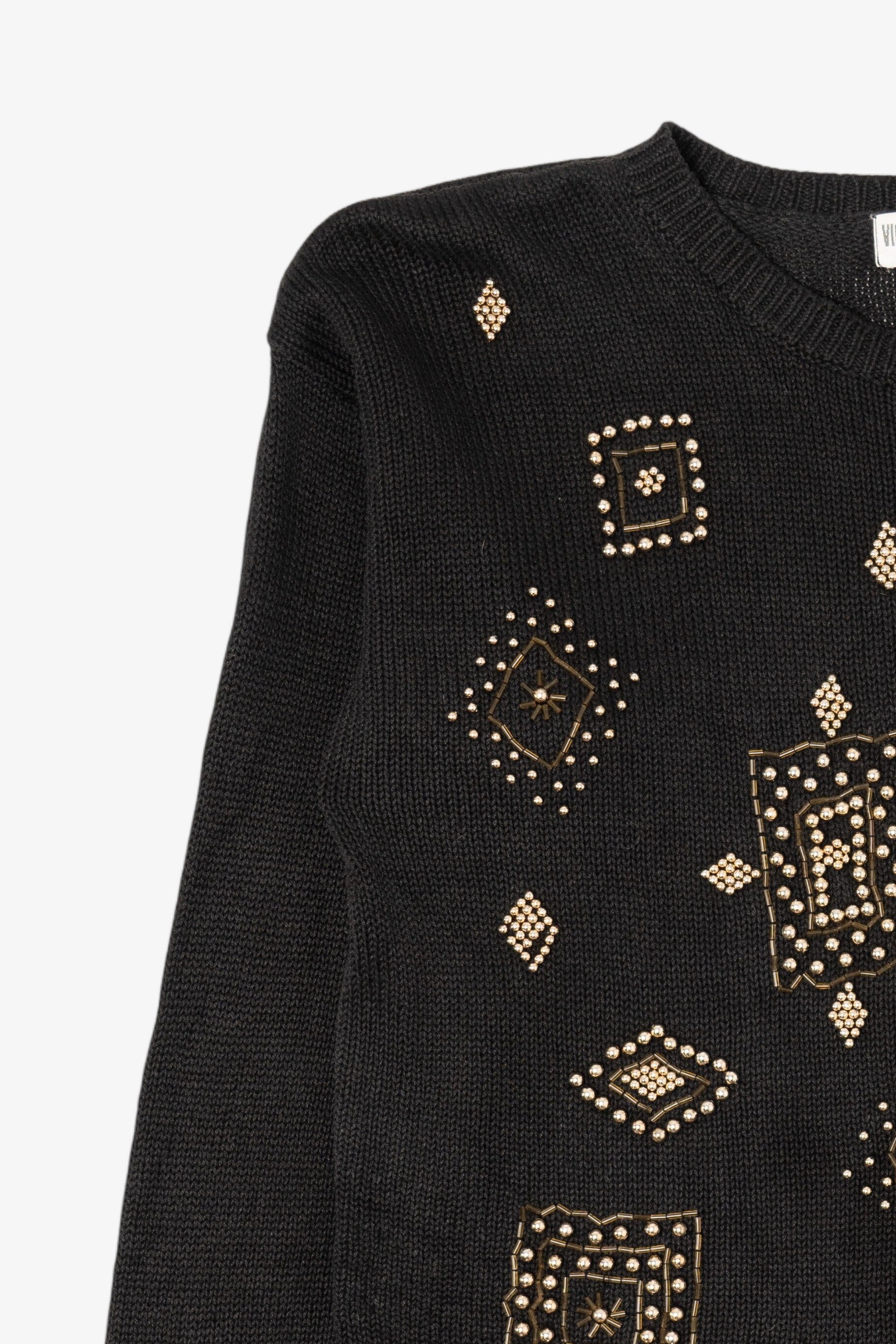 Vintage Black Victoria Jones Beaded Sweater (1990s)