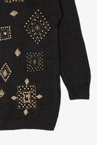 Vintage Black Victoria Jones Beaded Sweater (1990s)