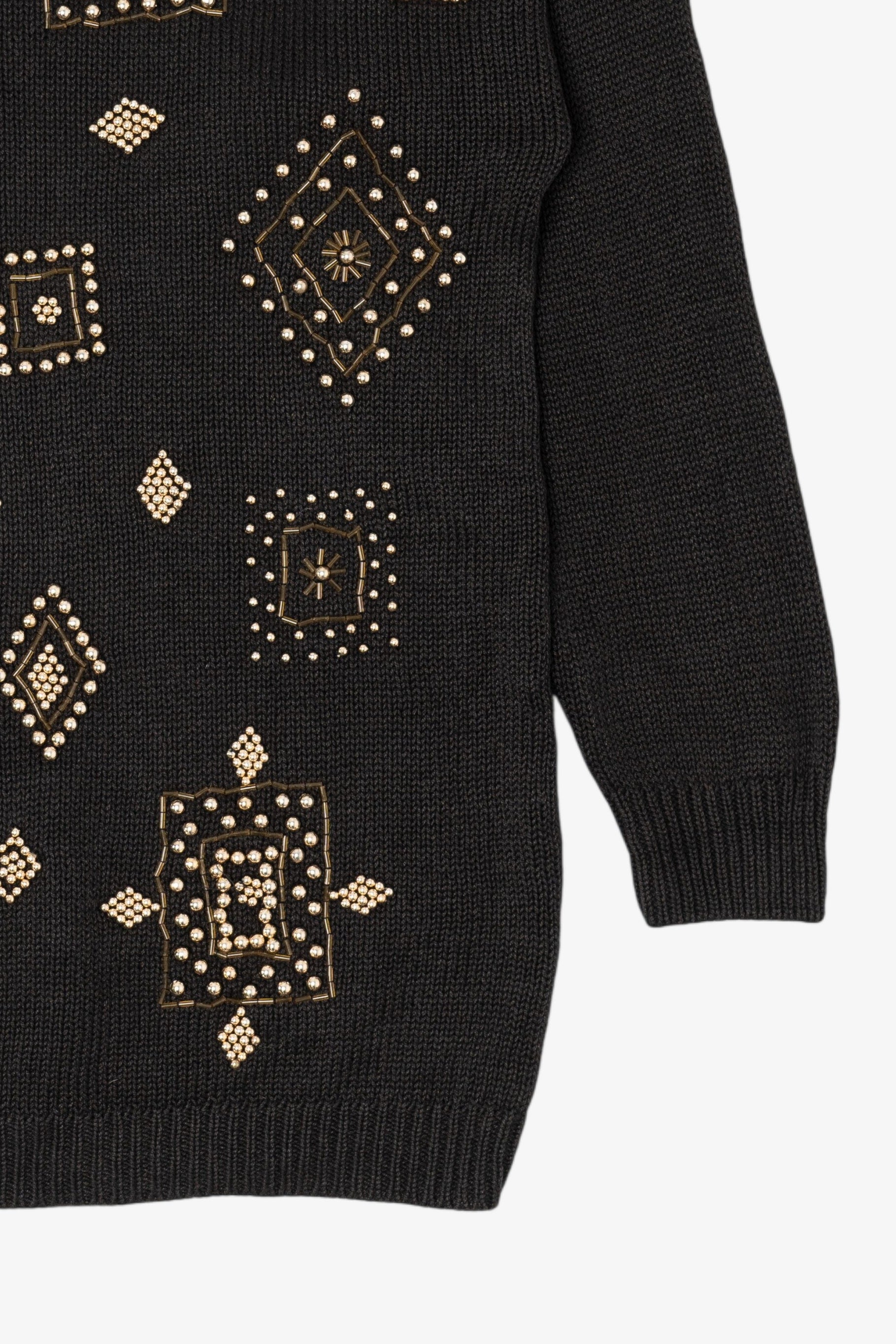Vintage Black Victoria Jones Beaded Sweater (1990s)