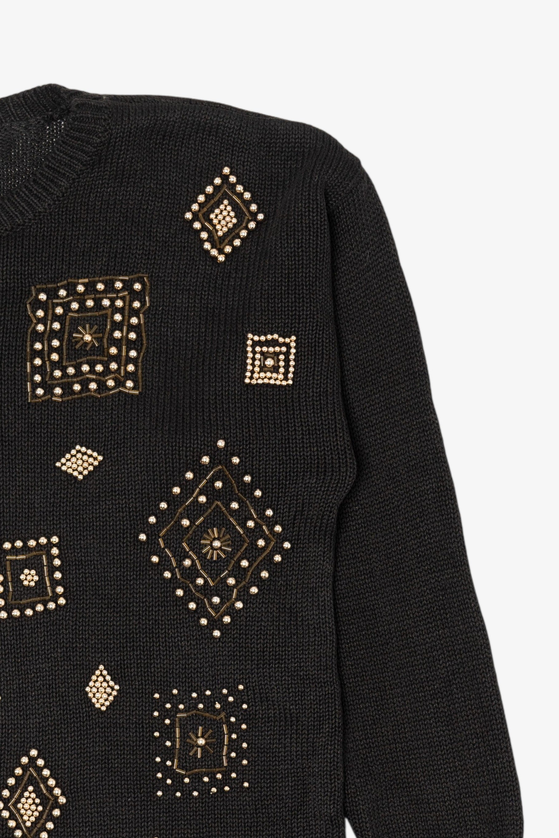 Vintage Black Victoria Jones Beaded Sweater (1990s)