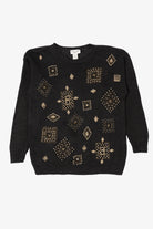 Vintage Black Victoria Jones Beaded Sweater (1990s)